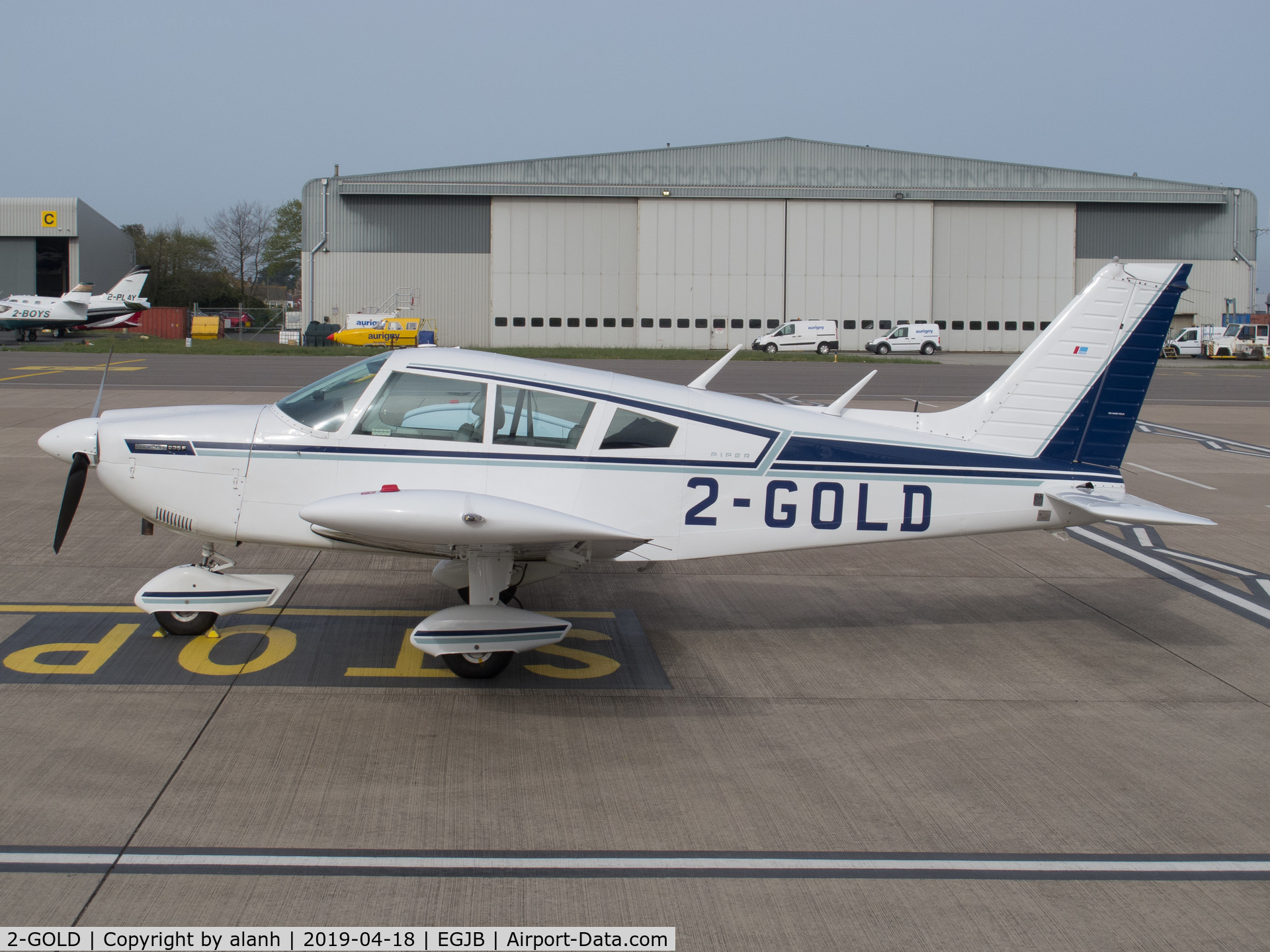 2-GOLD, 1972 Piper PA-28-235 Cherokee Pathfinder C/N 28-7210009, On the west parking, Guernsey