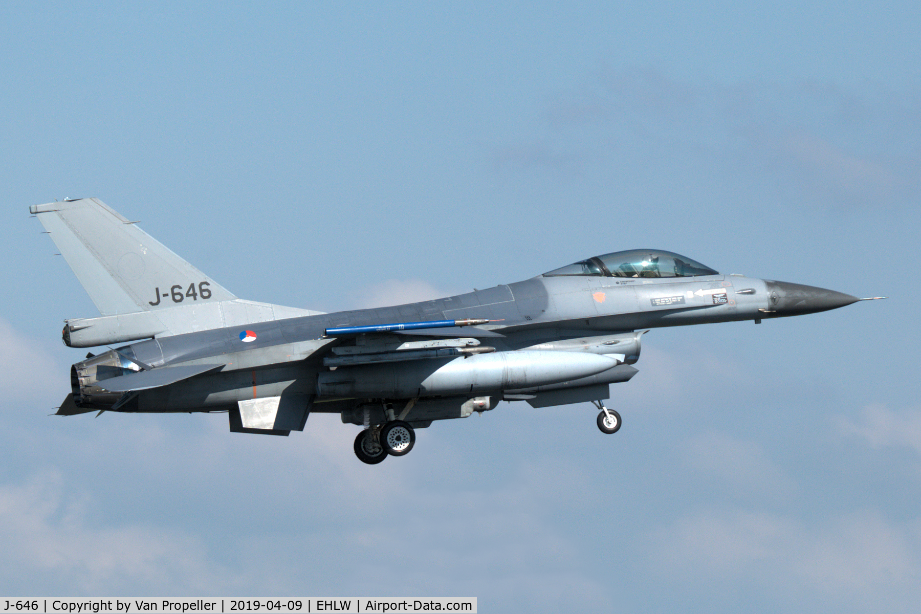 J-646, Fokker F-16AM Fighting Falcon C/N 6D-78, Royal Netherlands Air Force F-16AM landing at Leeuwarden air base, Frisian Flag 2019