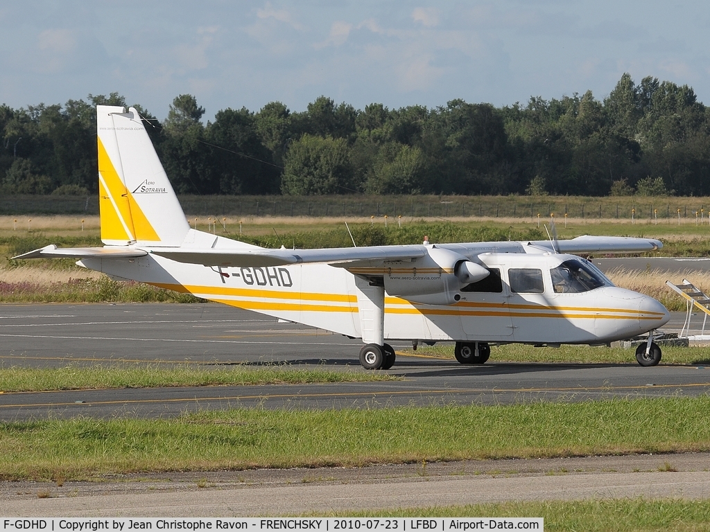F-GDHD, 1977 Britten-Norman BN-2A-9 Islander C/N 591, operated by Aerosotravia France as airborne transmissions relay