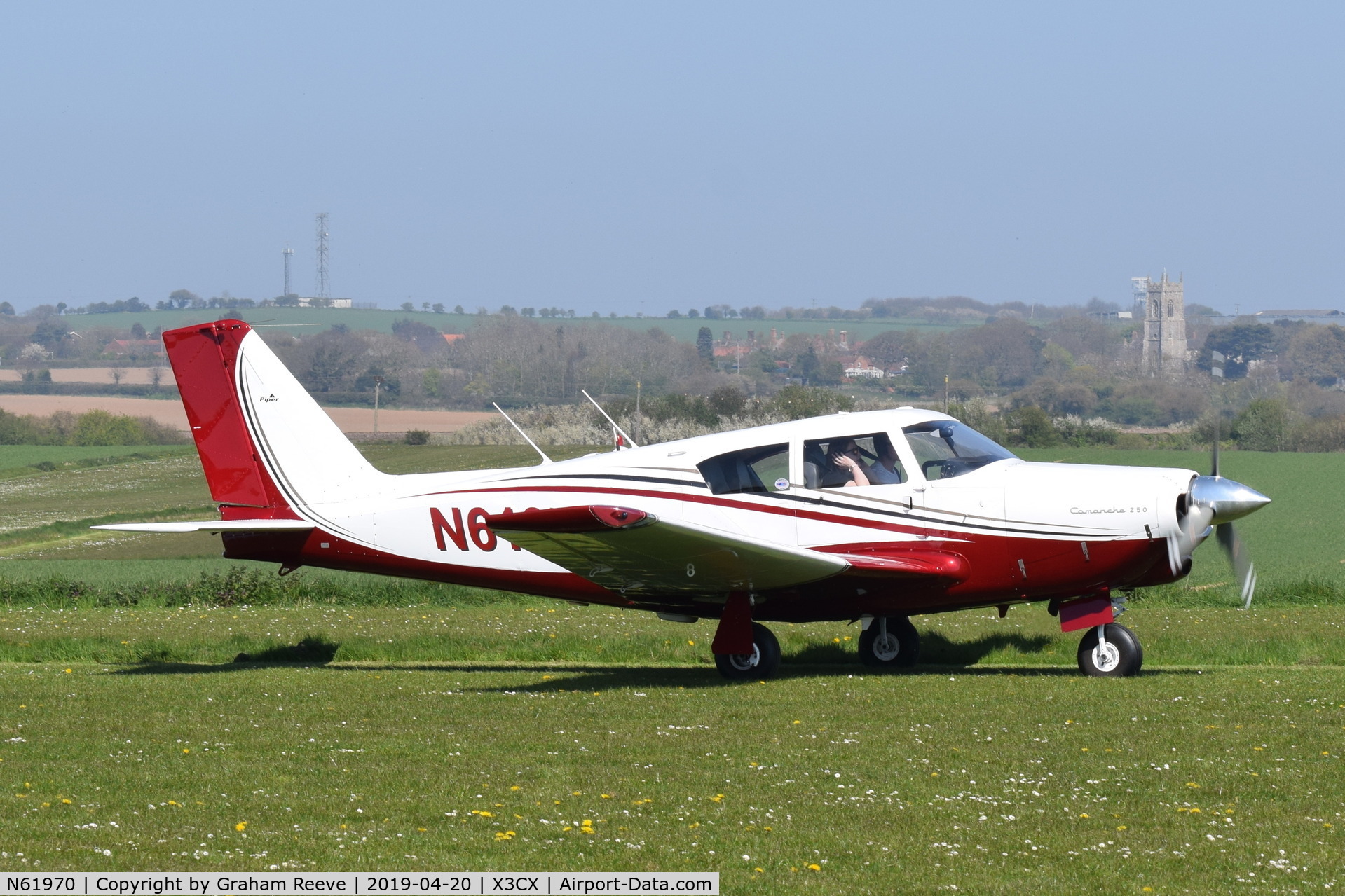 N61970, 1963 Piper PA-24-250 Comanche C/N 243364, Just landed at Northrepps.