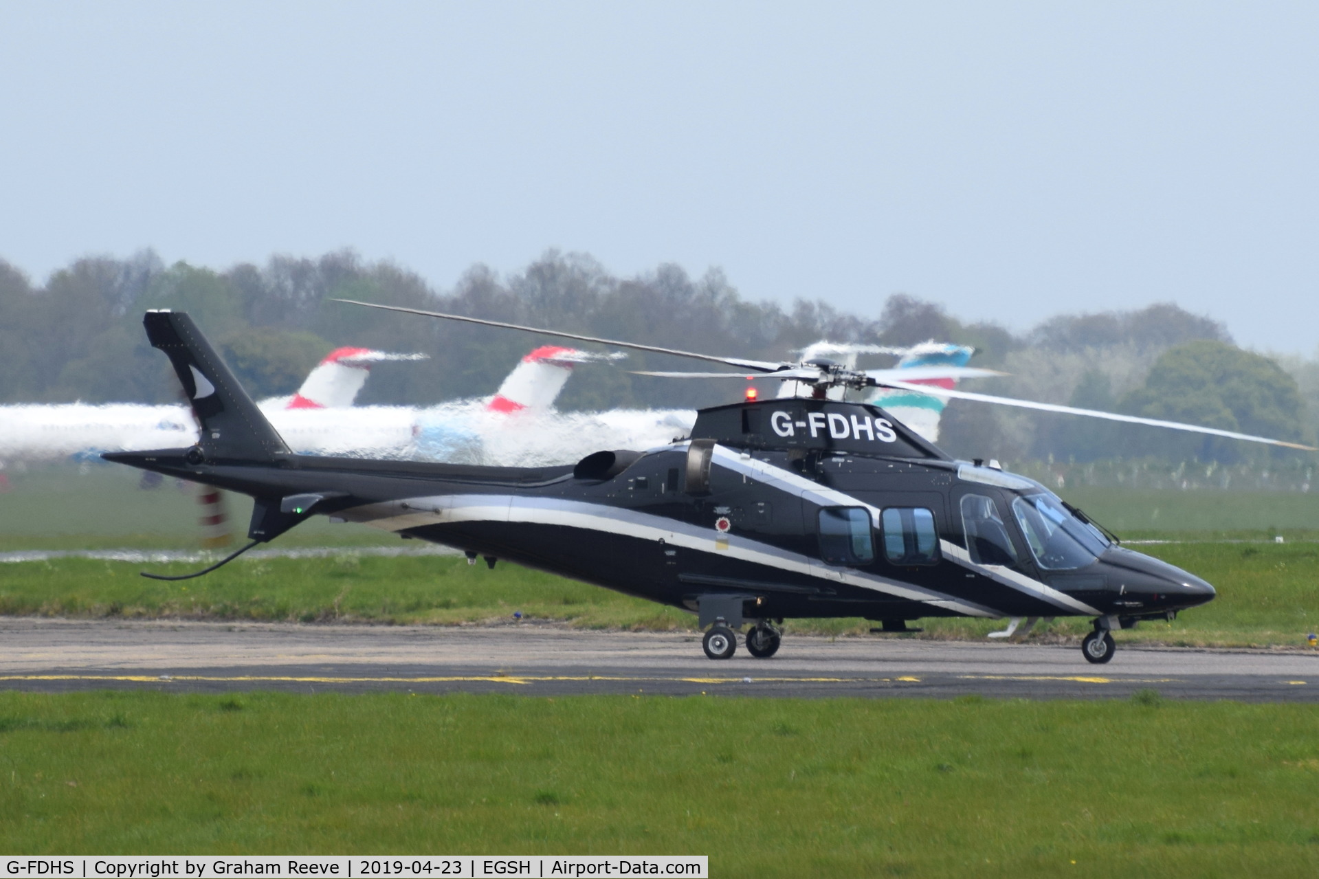 G-FDHS, 2018 Leonardo AW-109SP Grand New C/N 22378, Just landed at Norwich.