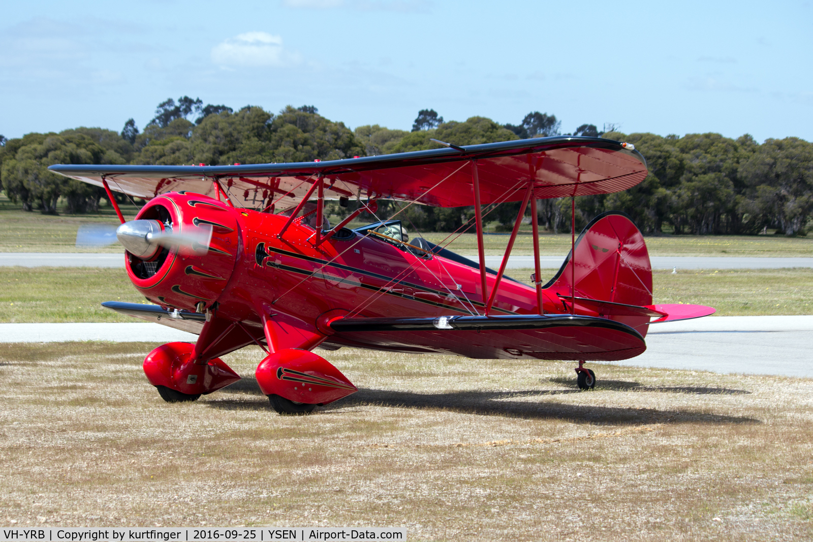 VH-YRB, 2004 Waco YMF-F5C C/N F5C105, Waco YMF F5C. VH-YRB. Serpentine airfield 25-09-16.