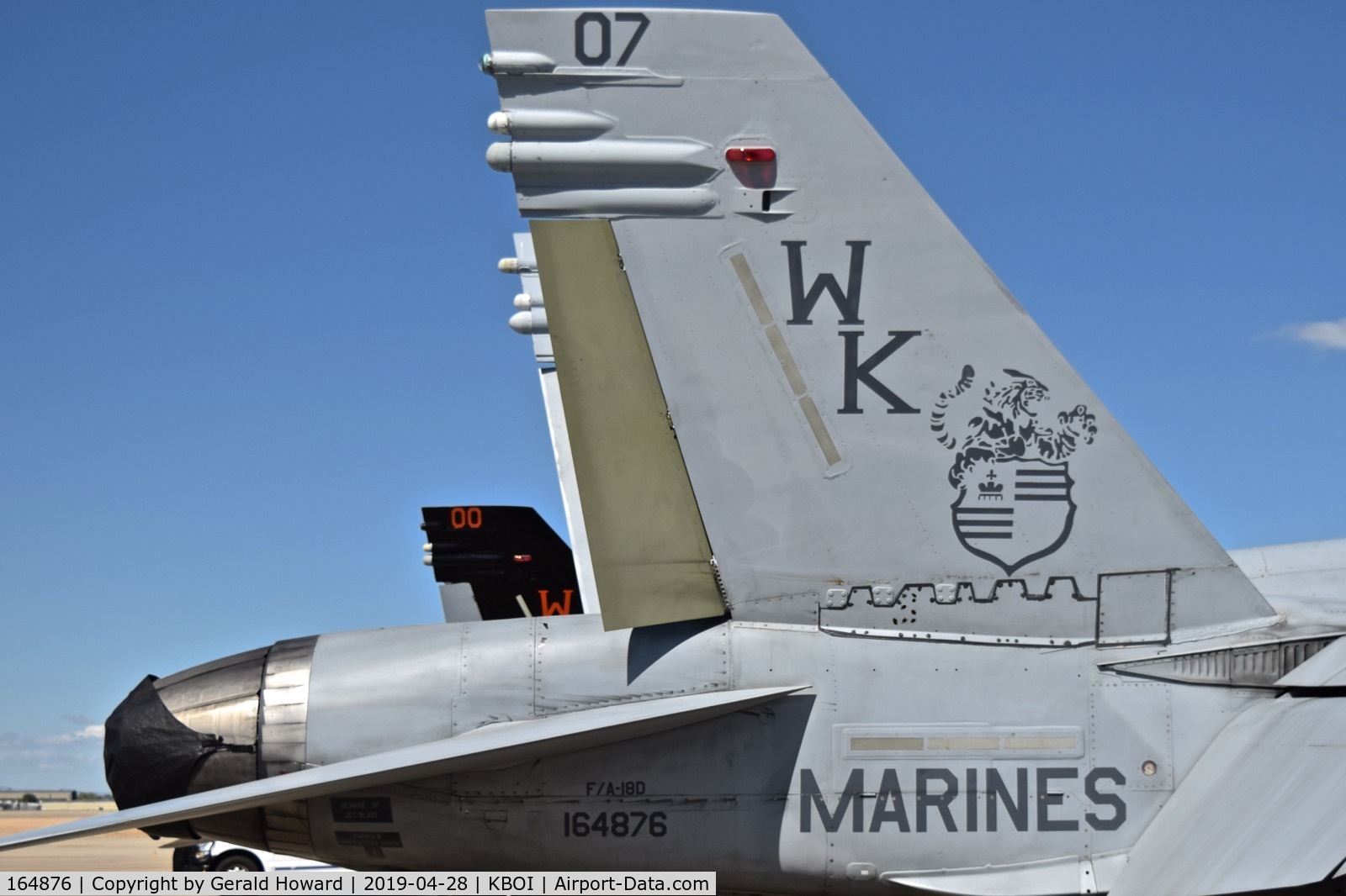 164876, McDonnell Douglas F/A-18D Hornet C/N 1208, WK-07 parked on the north GA ramp.  VMFA(AW)-224 