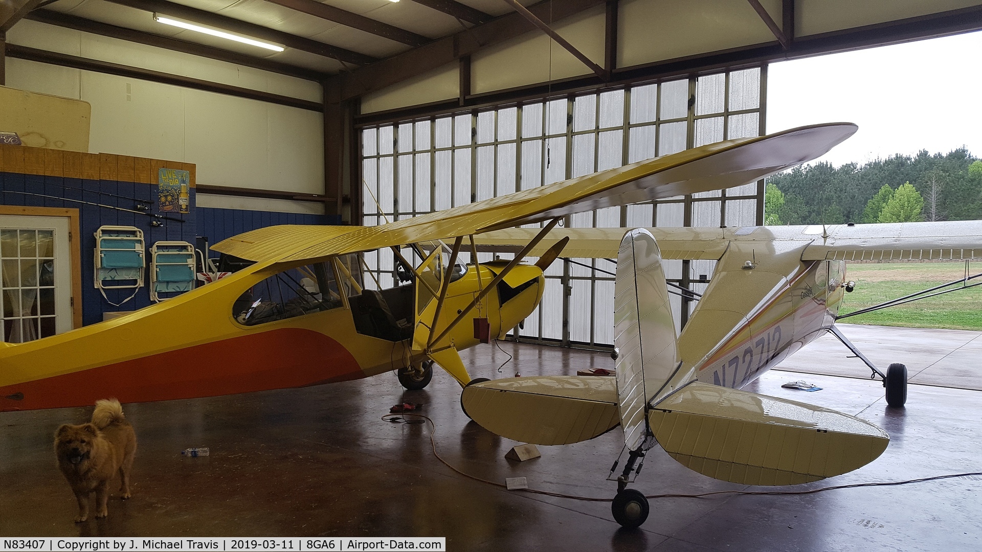 N83407, 1946 Aeronca 7AC Champion C/N 7AC2075, N83407 resting with N72712 waiting for the next adventure.