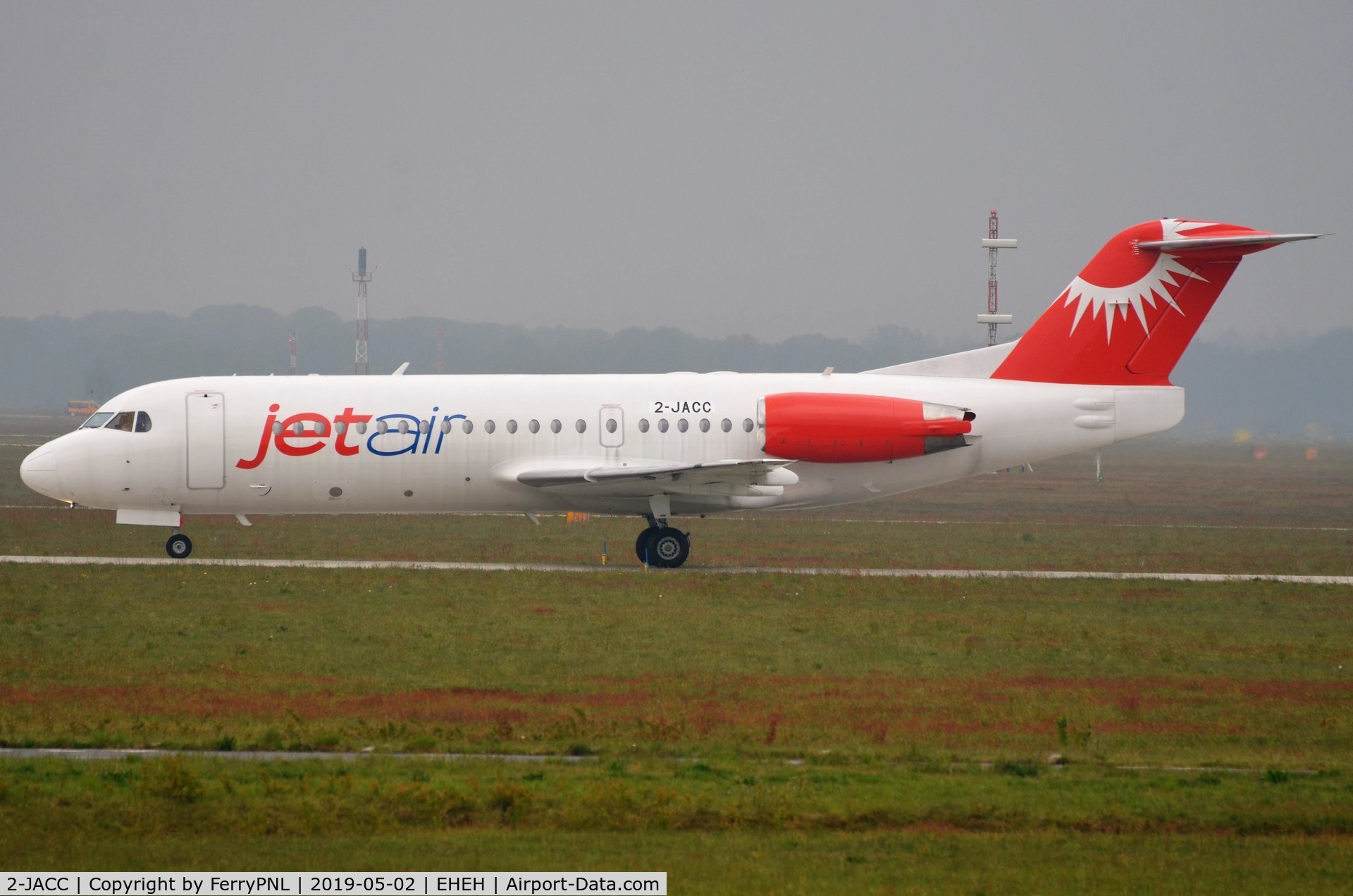 2-JACC, 1996 Fokker 70 (F-28-0070) C/N 11585, JetAir Caribbean Fk70 arrived in EIN after delivery flight from Asia.