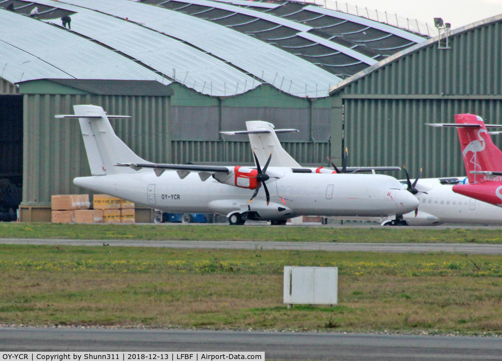 OY-YCR, 2012 ATR 72-600 C/N 1027, Parked in all white without titles. Ex. PR-ATQ