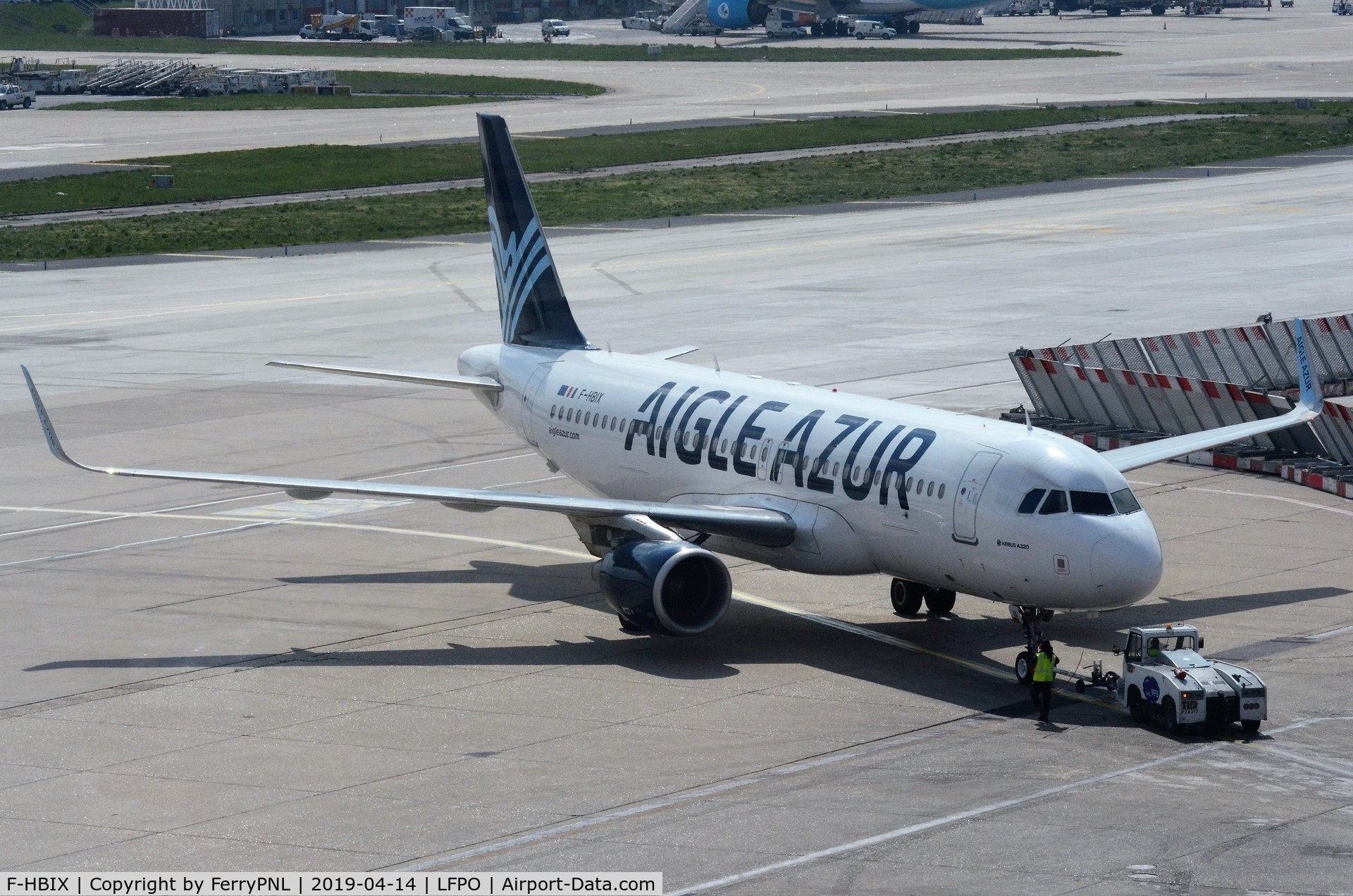 F-HBIX, 2014 Airbus A320-214 C/N 6012, Push-back of Aigle Azur A320