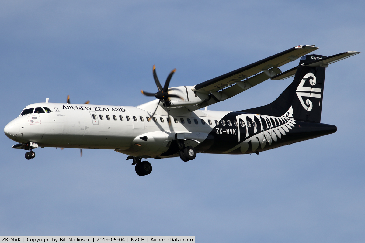 ZK-MVK, 2016 ATR 72-600 (72-212A) C/N 1330, finals to 02