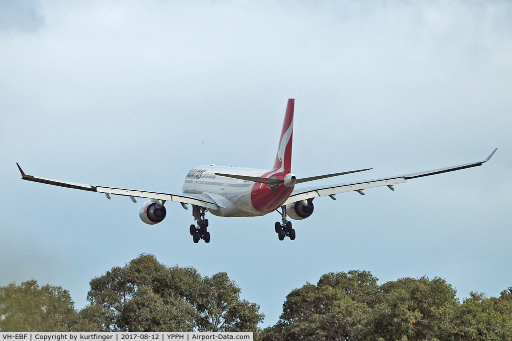 VH-EBF, 2007 Airbus A330-202 C/N 853, Airbus A330-202  Qantas VH-EBF, runway 21, YPPH 12/08/17.