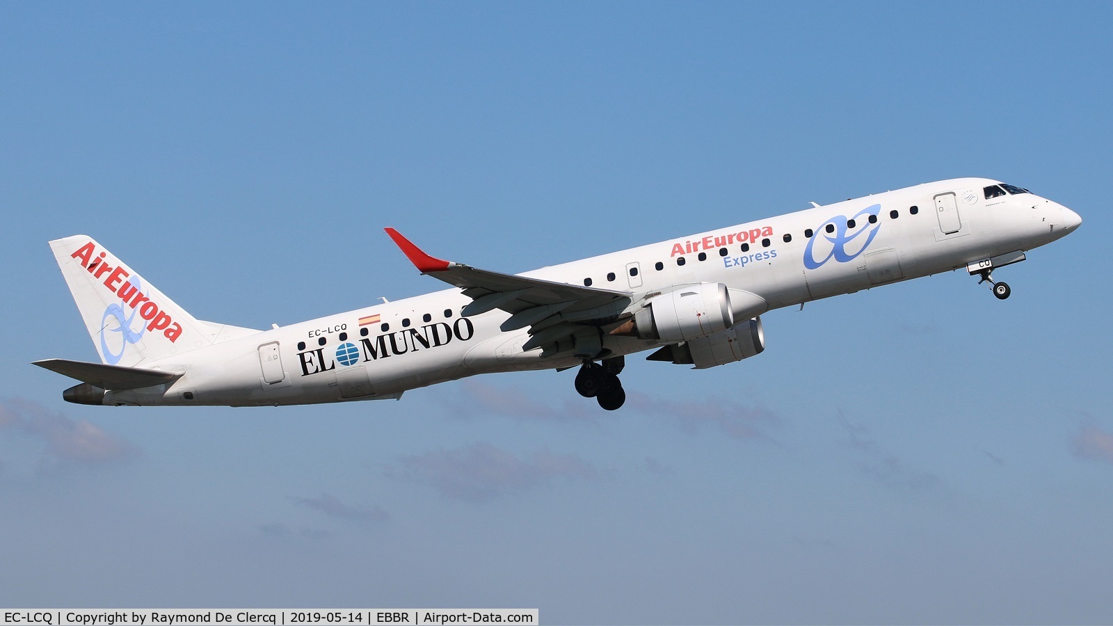 EC-LCQ, 2010 Embraer 195LR (ERJ-190-200LR) C/N 19000303, Departing Brussels.