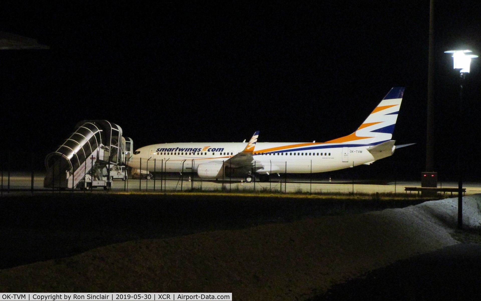 OK-TVM, 2010 Boeing 737-8FN C/N 37077, parked overnight at Vatry for 06h15 flight to Funchal on 30 May 2019