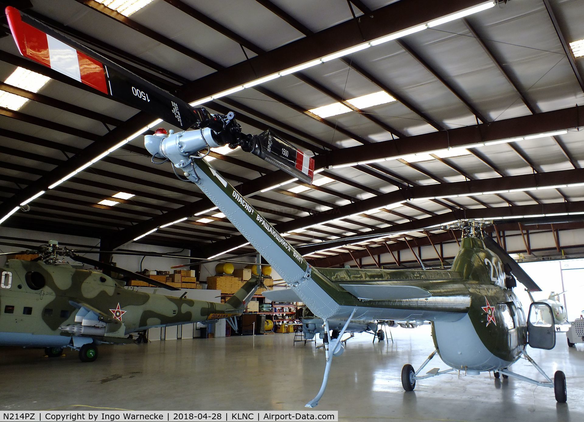 N214PZ, Mil Mi-2 Hoplite C/N 515303087, Mil Mi-2 HOPLITE in a hangar of the former Cold War Air Museum at Lancaster Regional Airport, Dallas County TX