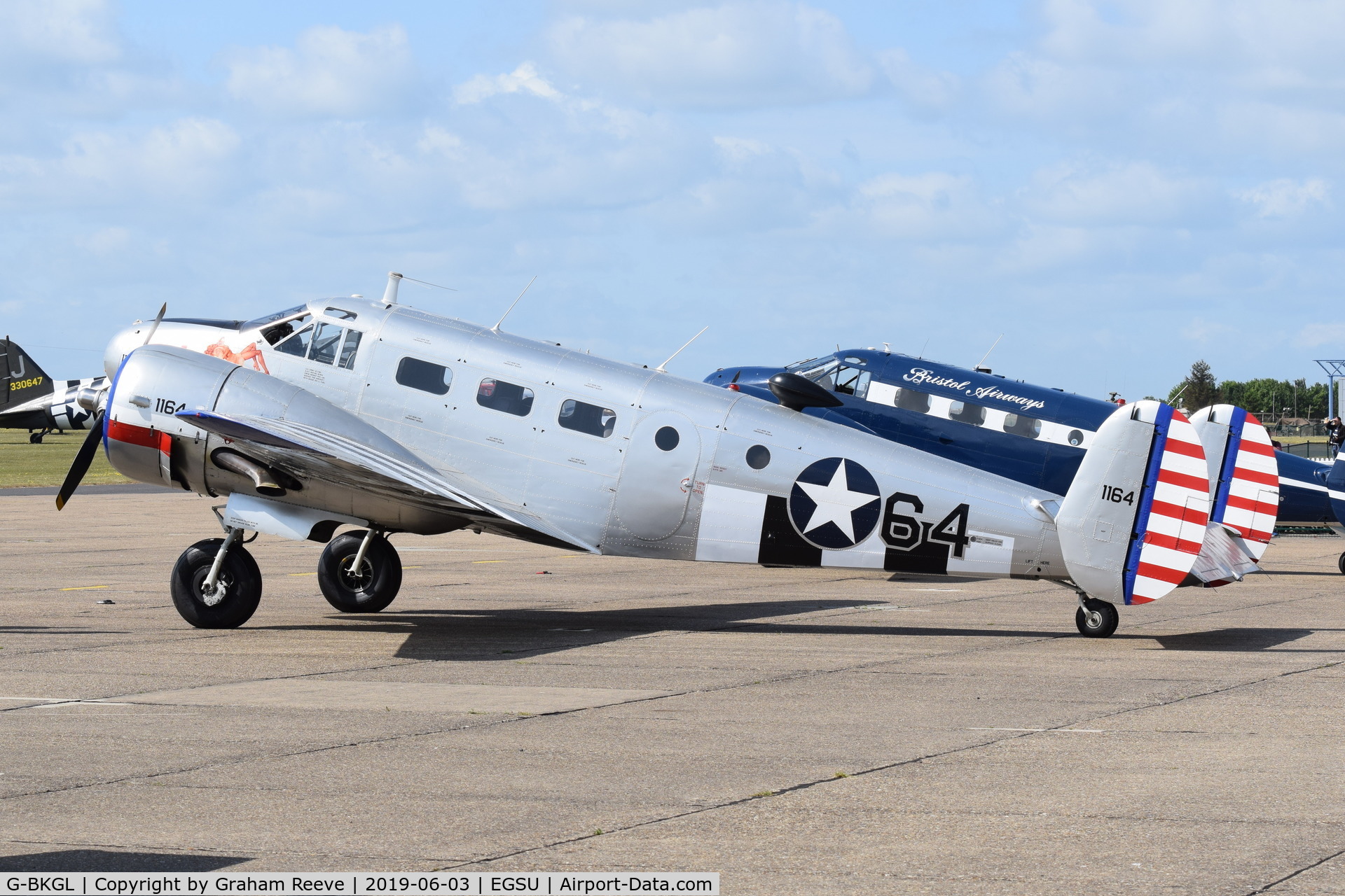 G-BKGL, 1952 Beech Expeditor 3TM C/N CA-164 (A-764), Parked at Duxford.