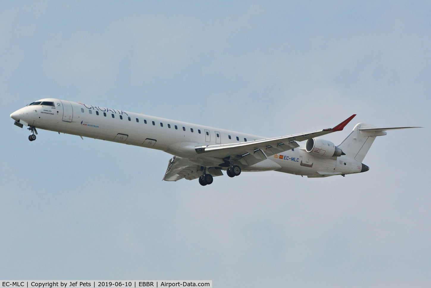 EC-MLC, 2016 Bombardier CRJ-1000ER NG (CL-600-2E25) C/N 19048, Croatia Airlines.   Leased from Air Nostrum.