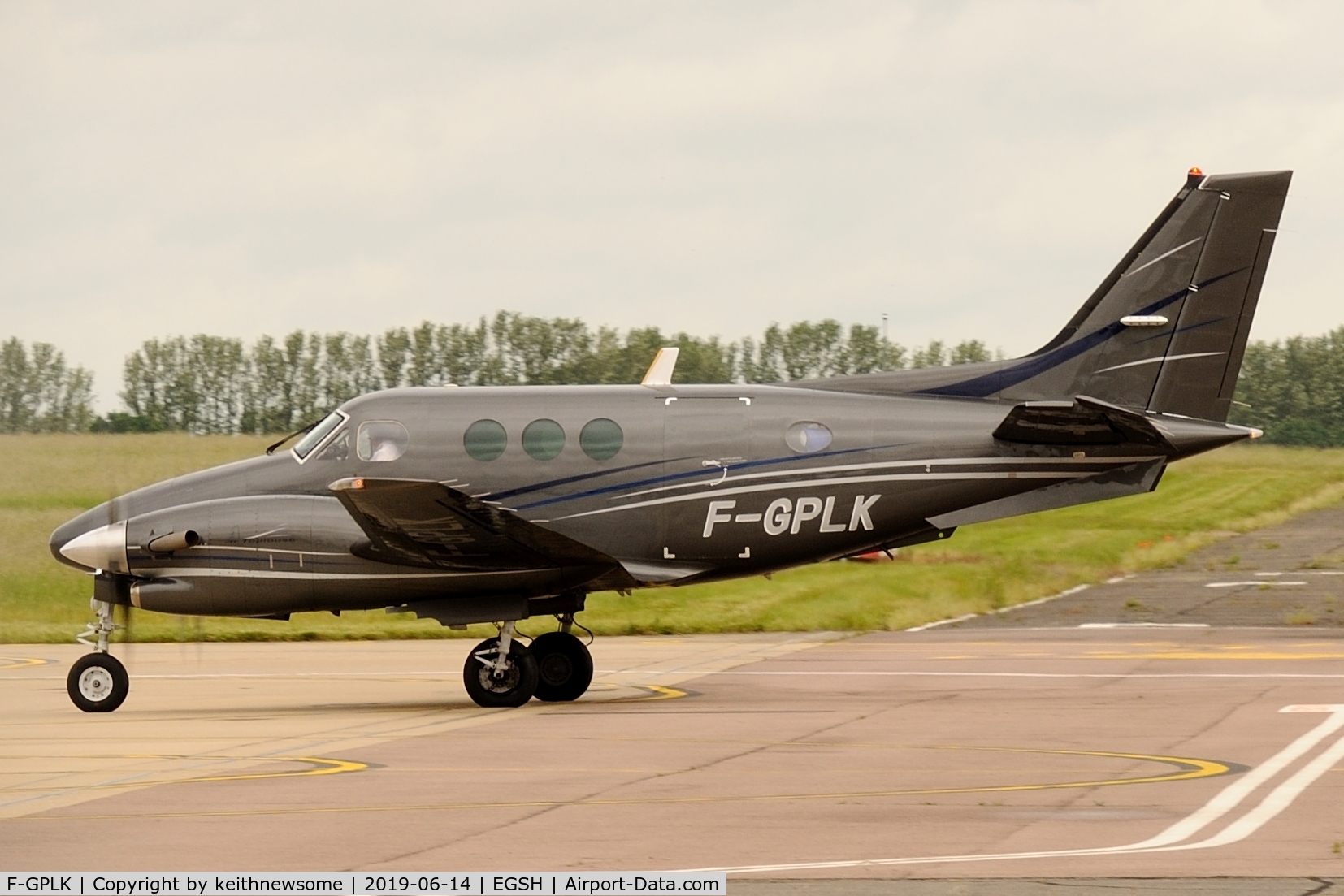 F-GPLK, 1995 Beech C90A King Air King Air C/N LJ-1391, Arriving at Norwich from Toulouse.
