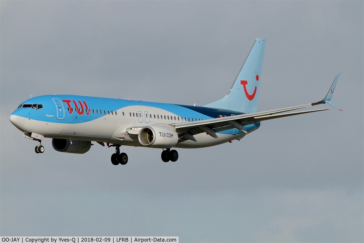 OO-JAY, 2013 Boeing 737-8K5 C/N 40944, Boeing 737-8K5, Short approach rwy 25L, Brest-Bretagne airport (LFRB-BES)