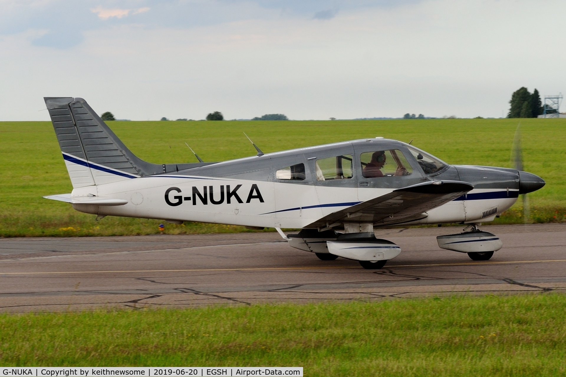 G-NUKA, 1982 Piper PA-28-181 Cherokee Archer II C/N 28-8290134, Leaving Norwich.