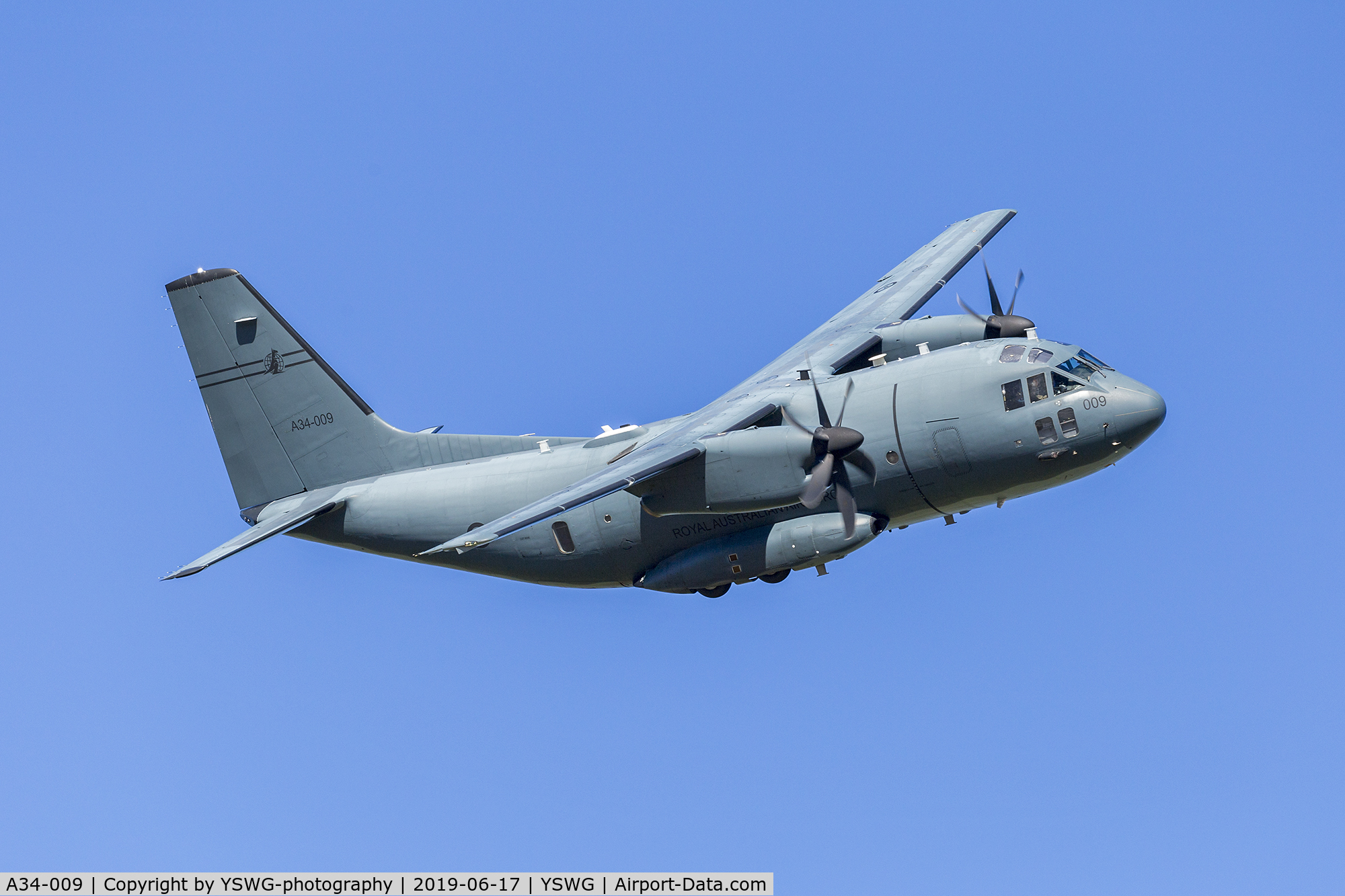 A34-009, 2017 Alenia C-27J Spartan C/N AUS09, RAAF (A34-009) Alenia C-27J Spartan flying over Wagga Wagga Airport