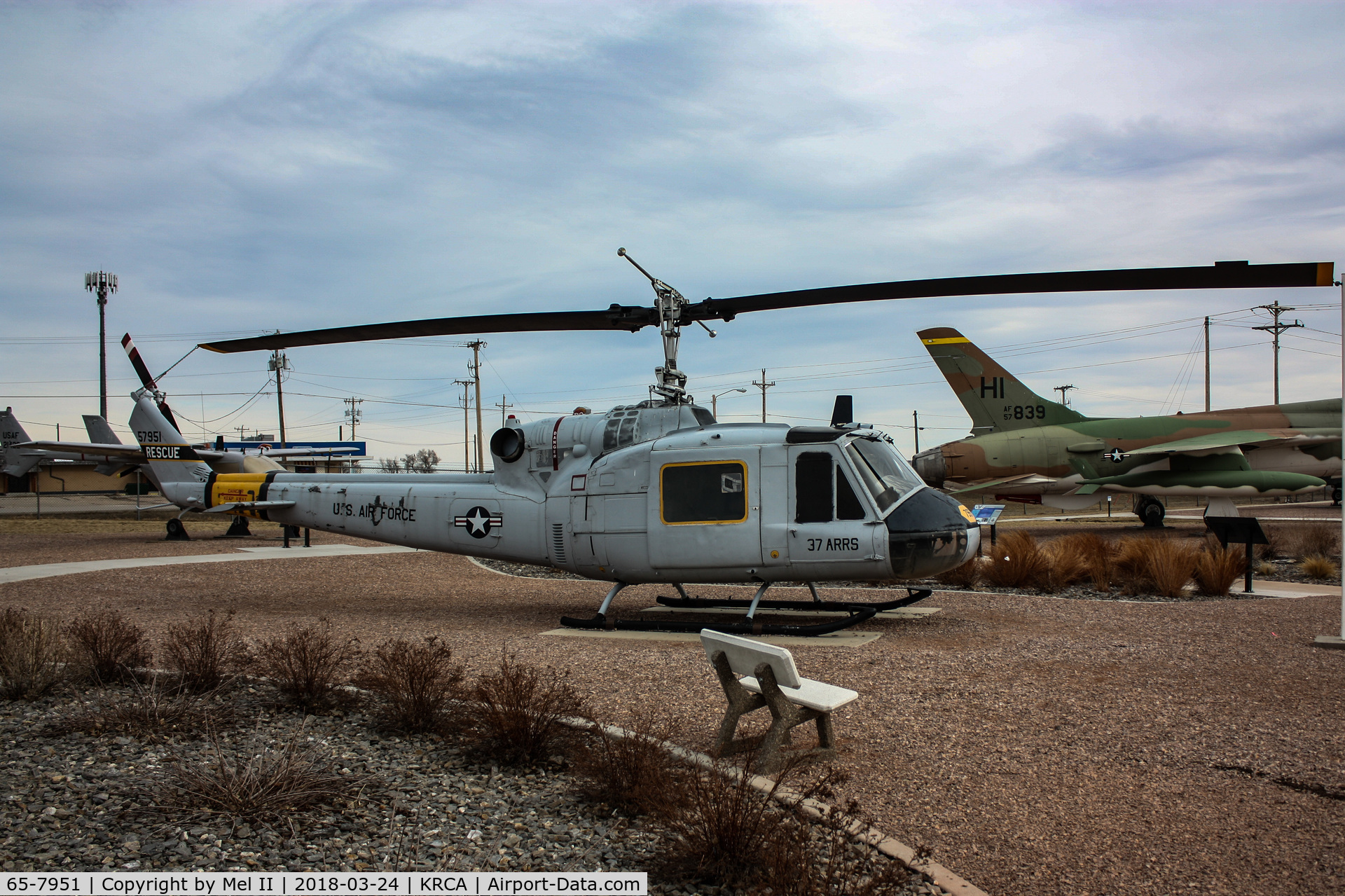 65-7951, 1965 Bell UH-1F Iroquois C/N 7092, On display at the South Dakota Air and Space Museum at Ellsworth Air Force Base.