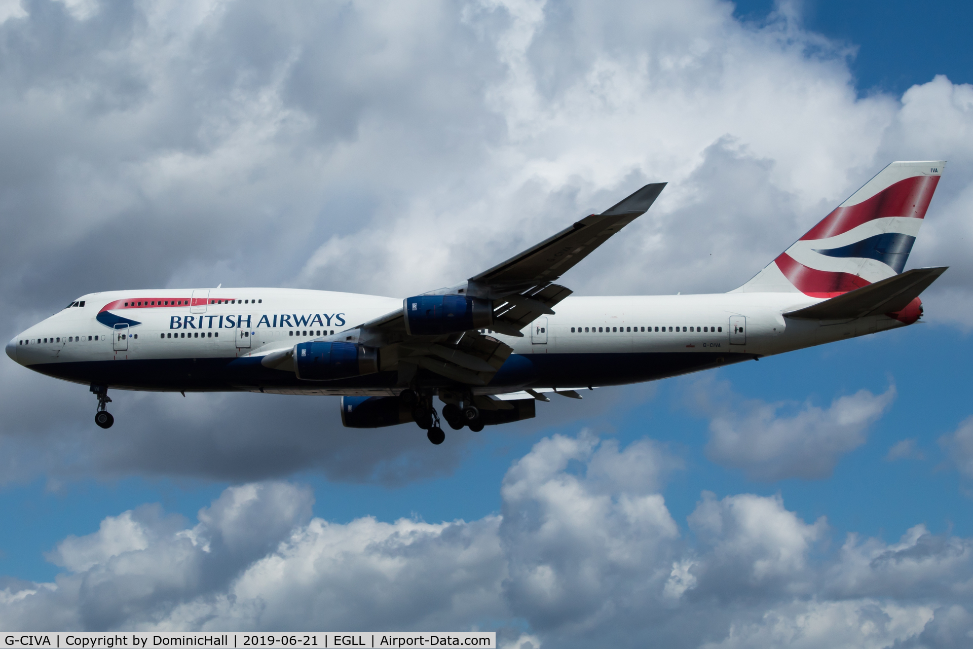 G-CIVA, 1993 Boeing 747-436 C/N 27092, Landing RWY 27L