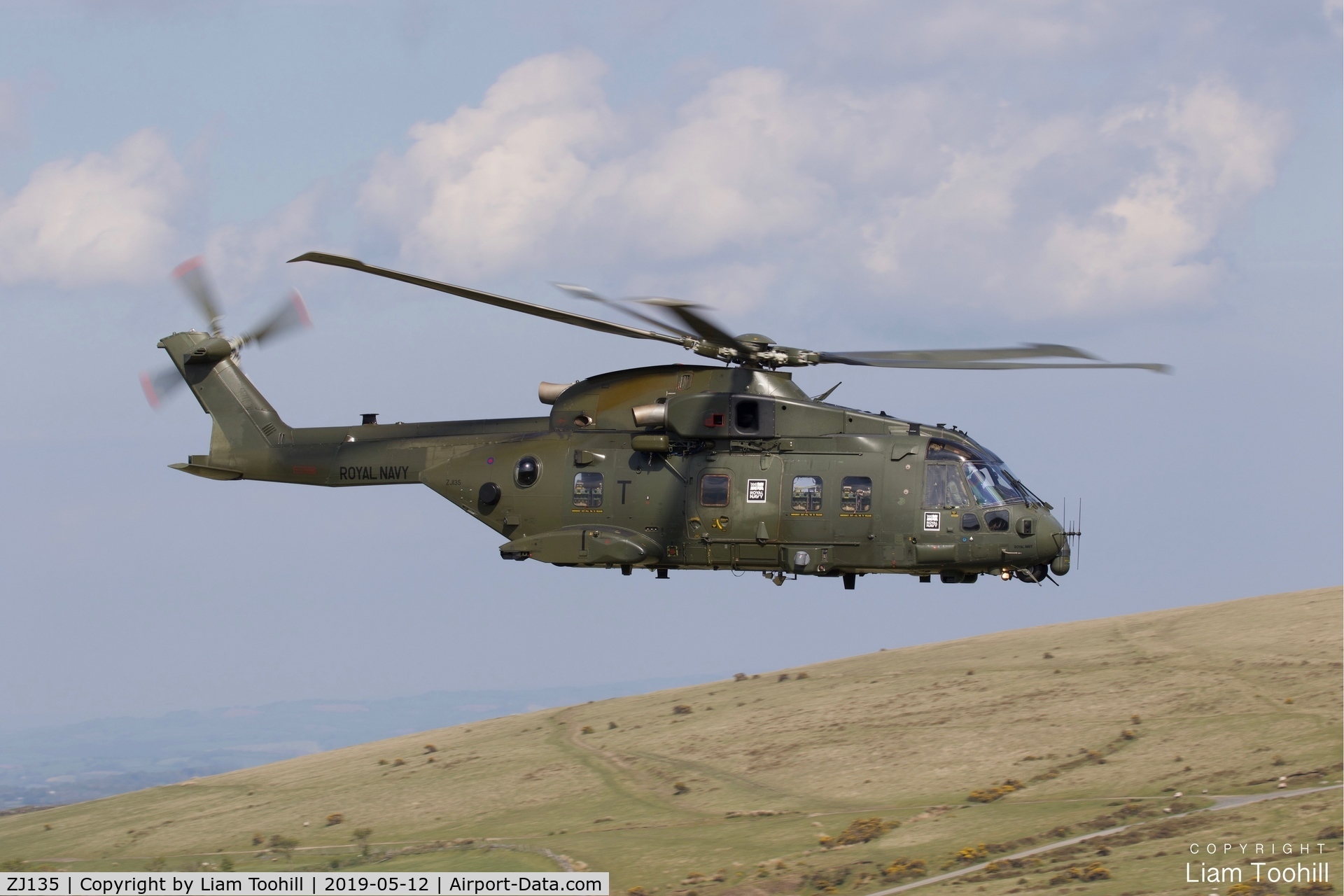 ZJ135, Westland Merlin HC.3i C/N 50187/RAF19, ZJ135 flying above Dartmoor
