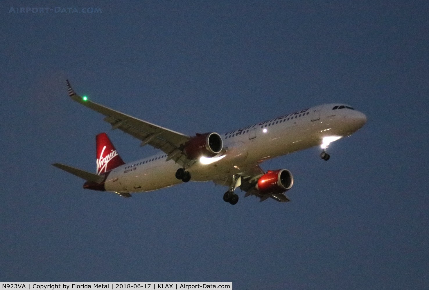 N923VA, 2017 Airbus A321-253NEO C/N 7861, LAX spotting