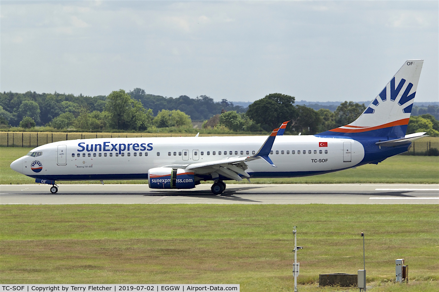 TC-SOF, 2017 Boeing 737-800 C/N 61177, of Sun Express at Luton