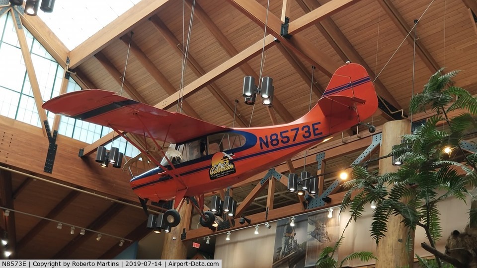 N8573E, 1959 Champion 7FC C/N 7FC-361, Hanging from the ceiling at Cabela's in Hoffman States, IL