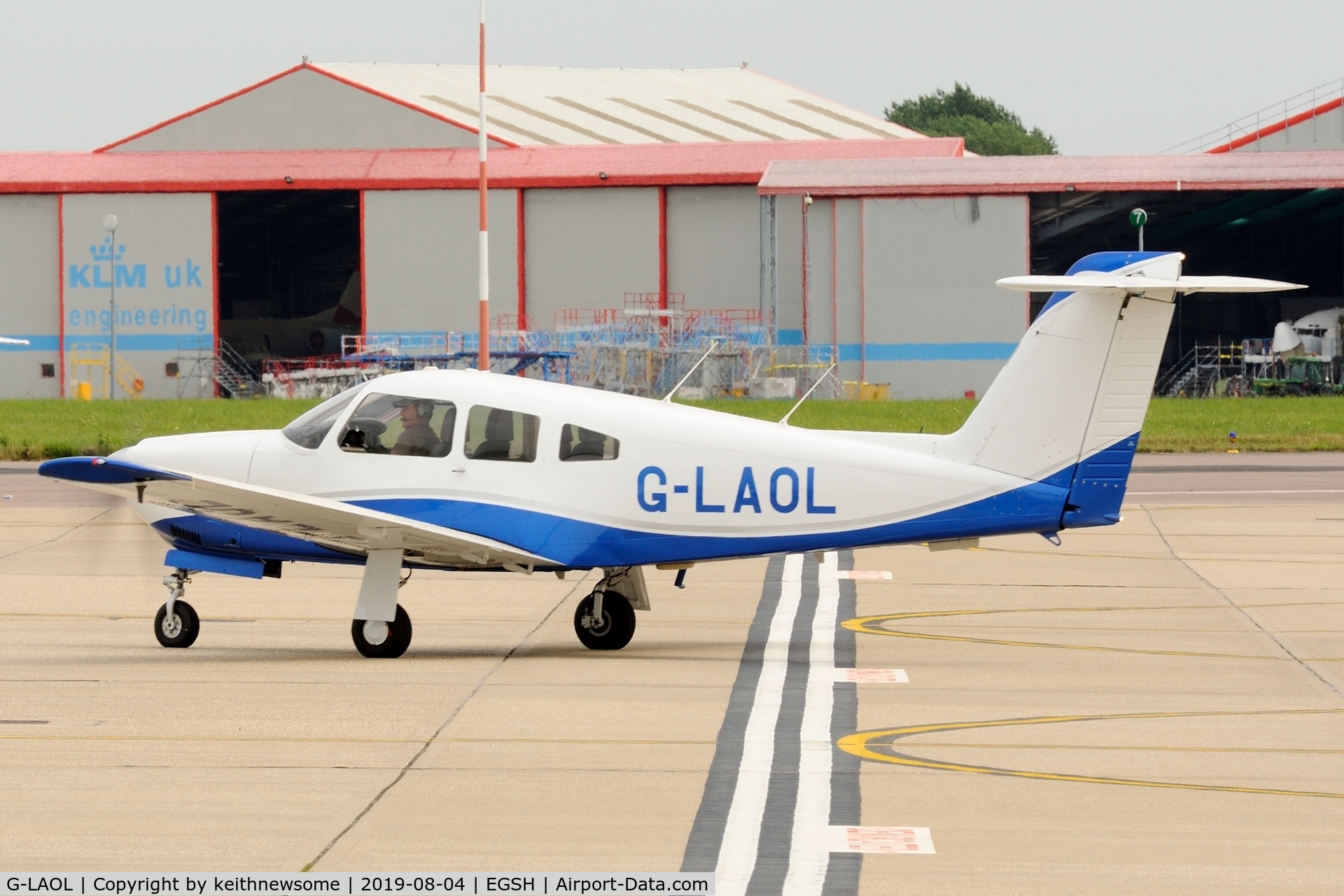 G-LAOL, 1979 Piper PA-28RT-201 Arrow IV C/N 28R-7918211, Leaving Norwich.