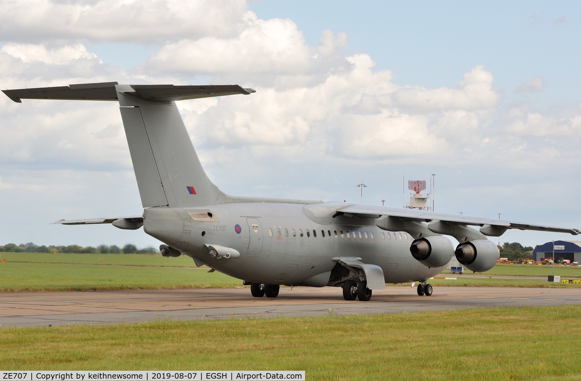 ZE707, 1991 British Aerospace BAe.146-200QC Quick Change C/N E2188, Regular visitor arriving at Norwich.