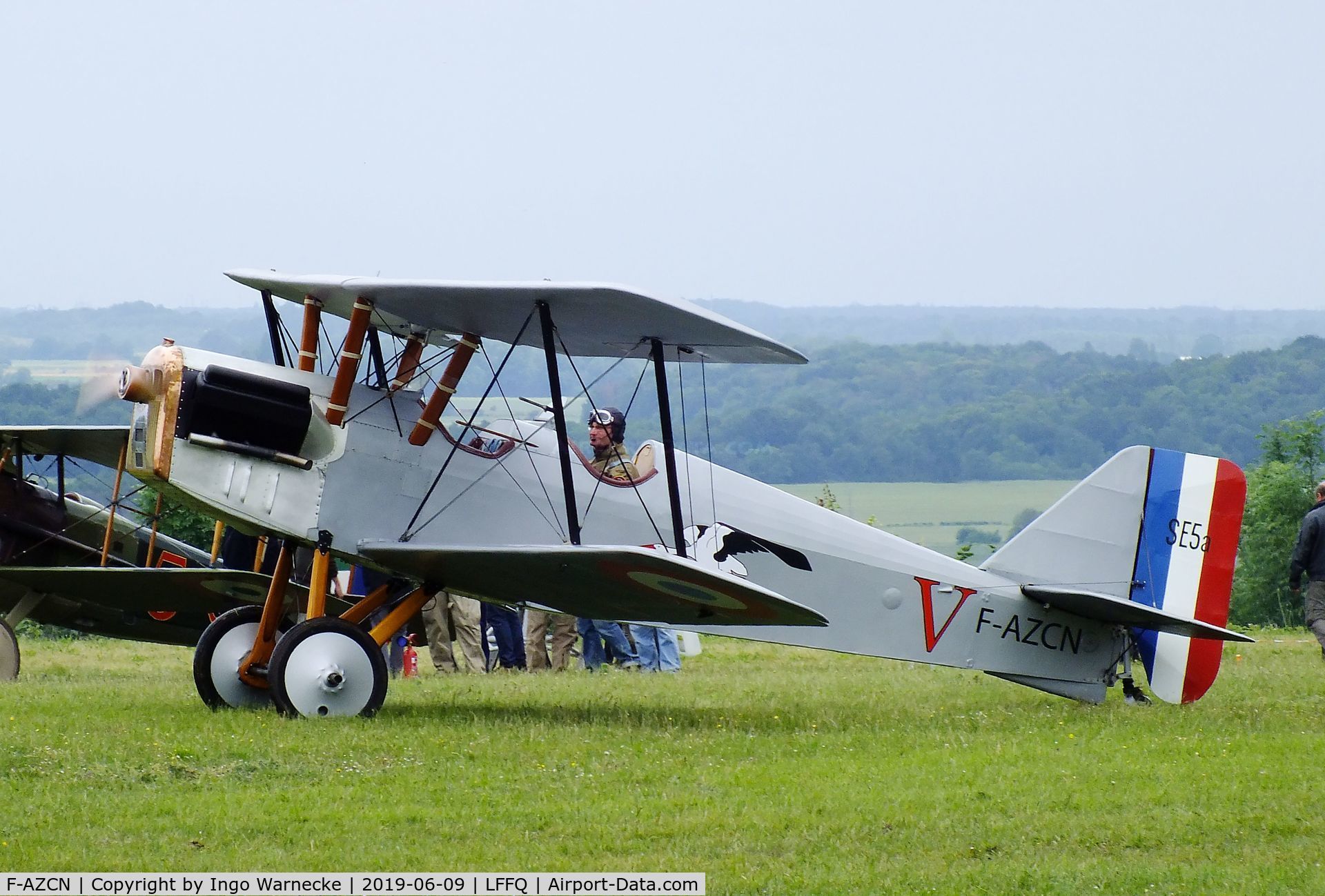 F-AZCN, Royal Aircraft Factory SE-5A Replica C/N 02, Amicale Jean Salis R.A.F. S.E.5 two-seater look-alike (converted from a Stampe SV-4) at the Meeting Aerien 2019, La-Ferte-Alais