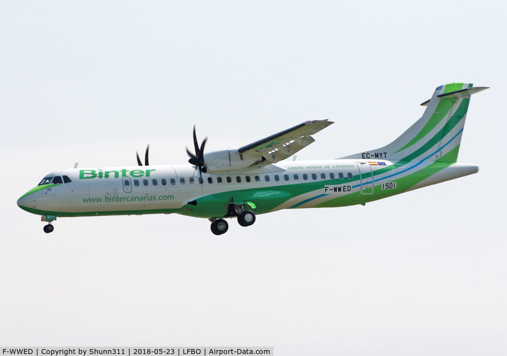 F-WWED, 2018 ATR 72-212A C/N 1501, C/n 1501 - To be EC-MYT with dual registration...