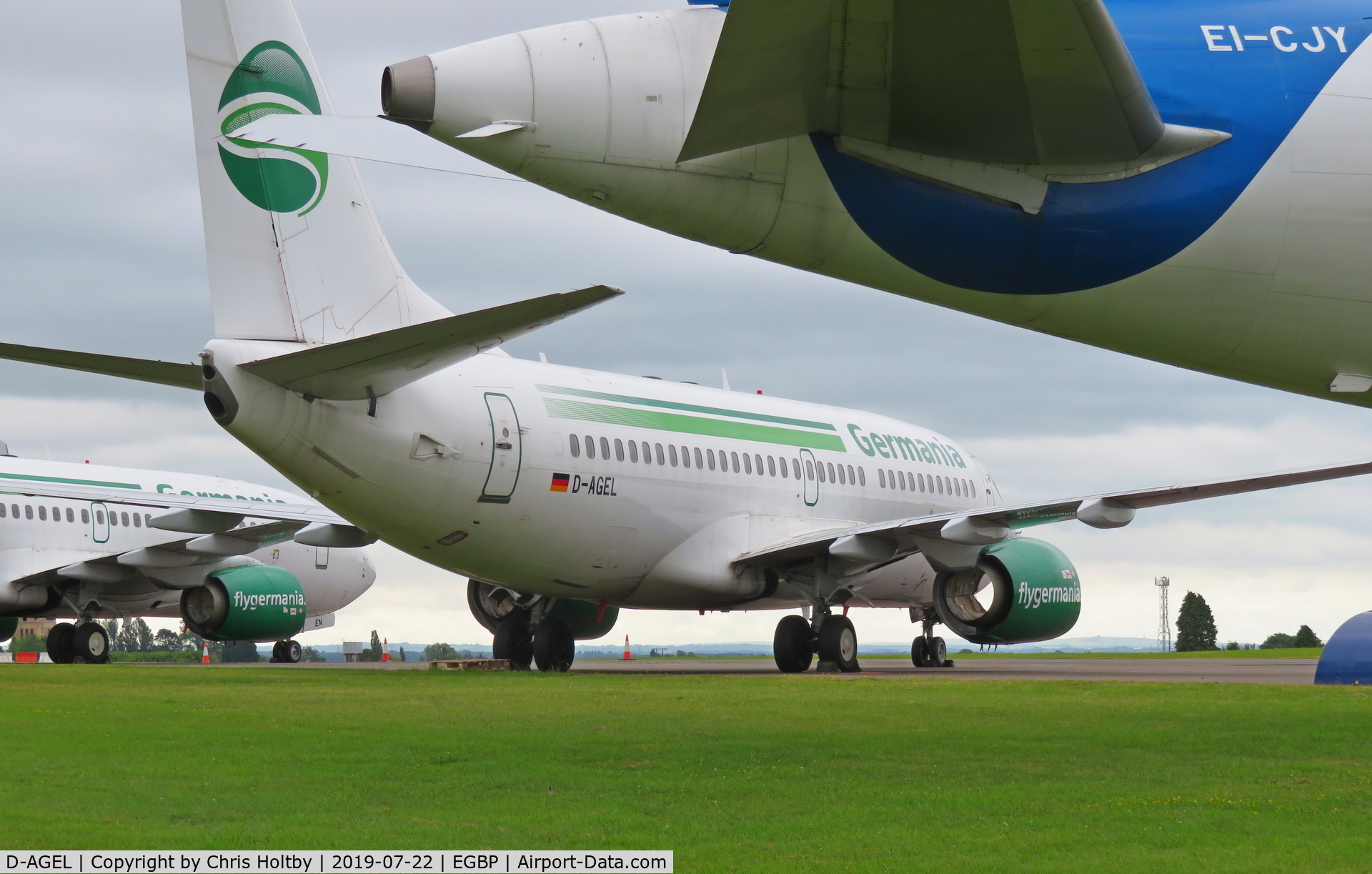 D-AGEL, 1997 Boeing 737-75B C/N 28110, Germania Airlines (Berlin-based) 737 in the budget airline graveyard at Kemble & being stripped for parts