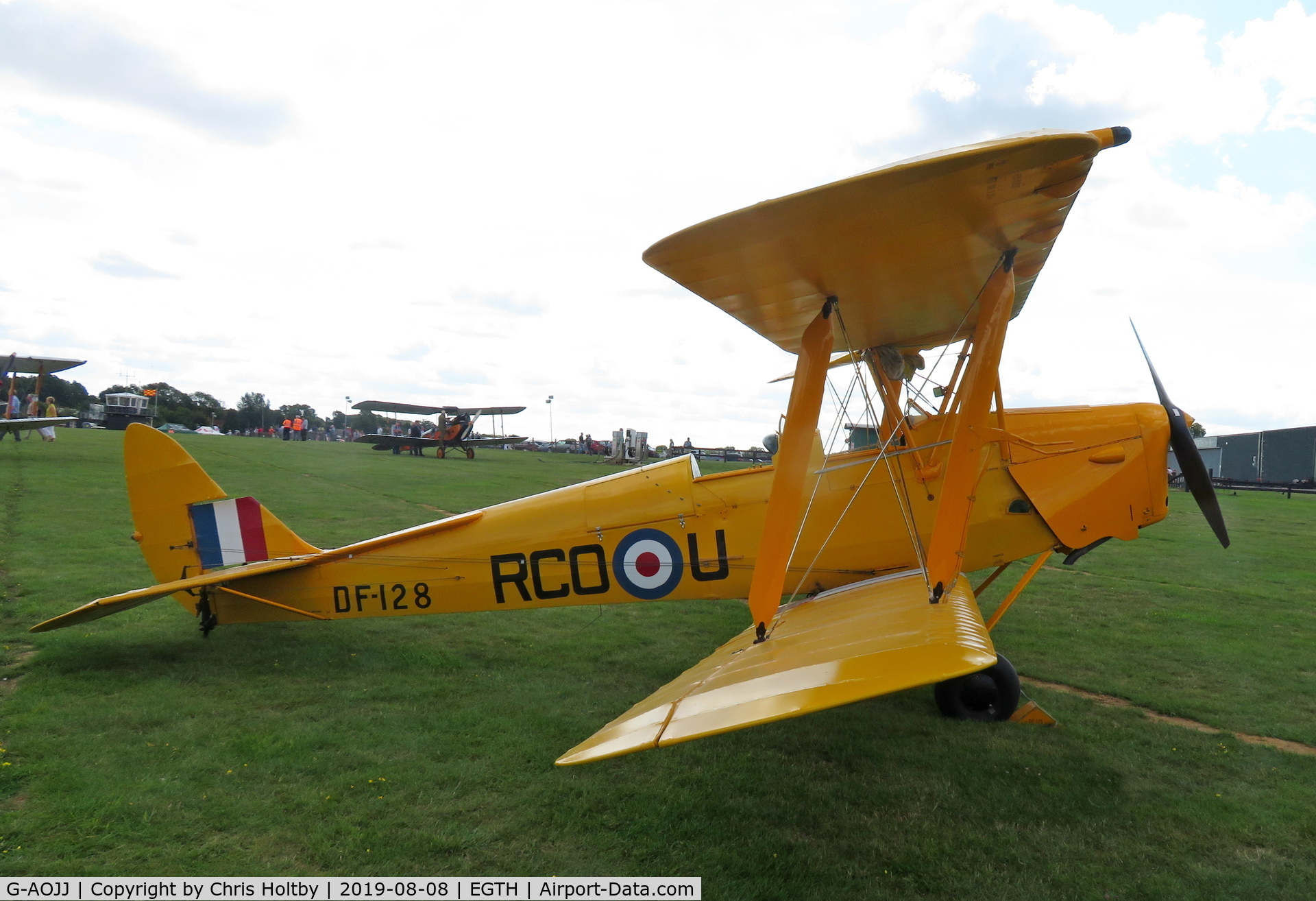 G-AOJJ, 1942 De Havilland DH-82A Tiger Moth II C/N 85877, 1942 Tiger Moth parked and on display at the 'Gathering of Moths' Day 2019 at Old Warden