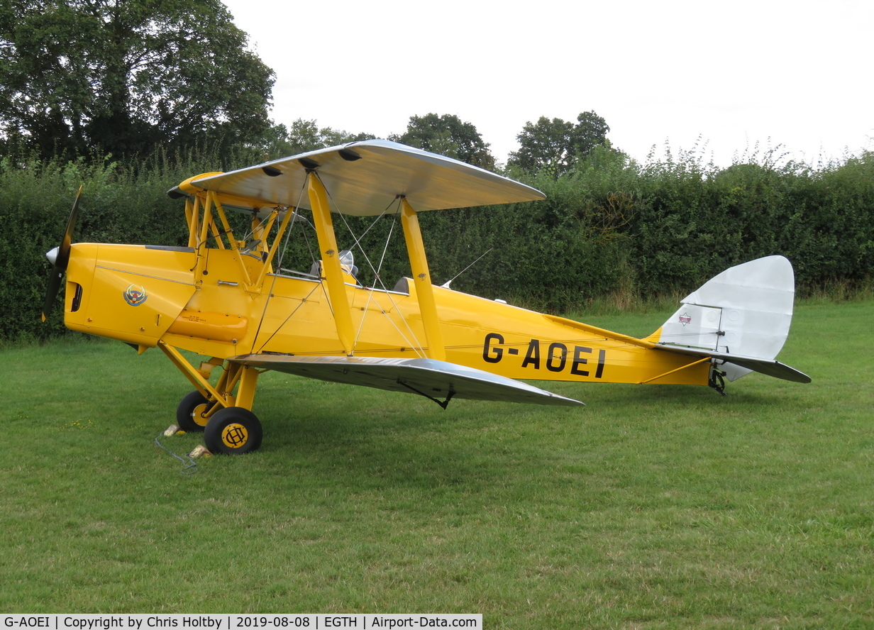 G-AOEI, 1939 De Havilland DH-82A Tiger Moth II C/N 82196/N6946, 1939 Tiger Moth immaculately maintained and carrying the Cambridge Flying Group insignia at the 'Gathering of Moths' Day 2019 at Old Warden