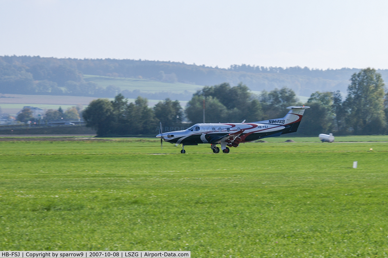 HB-FSJ, 2007 Pilatus PC-12/47 C/N 843, Landing at Grenchen 4 days before deregistration.