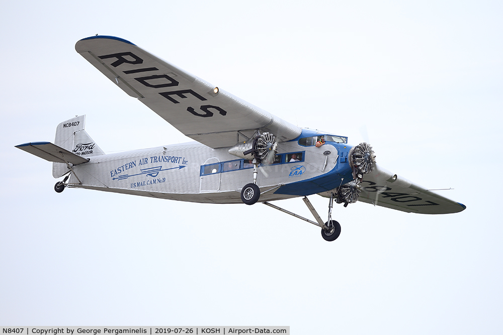 N8407, 1929 Ford 4-AT-E Tri-Motor C/N 69, Landing on runway 18R.