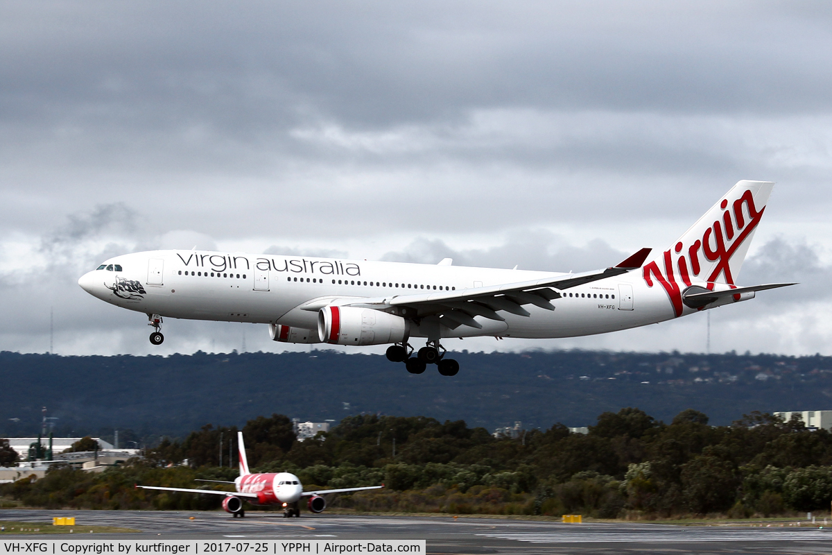 VH-XFG, 2013 Airbus A330-243 C/N 1407, Airbus A330. Virgin Australia  VH-XFG final Rwy 03 YPPH 250717.