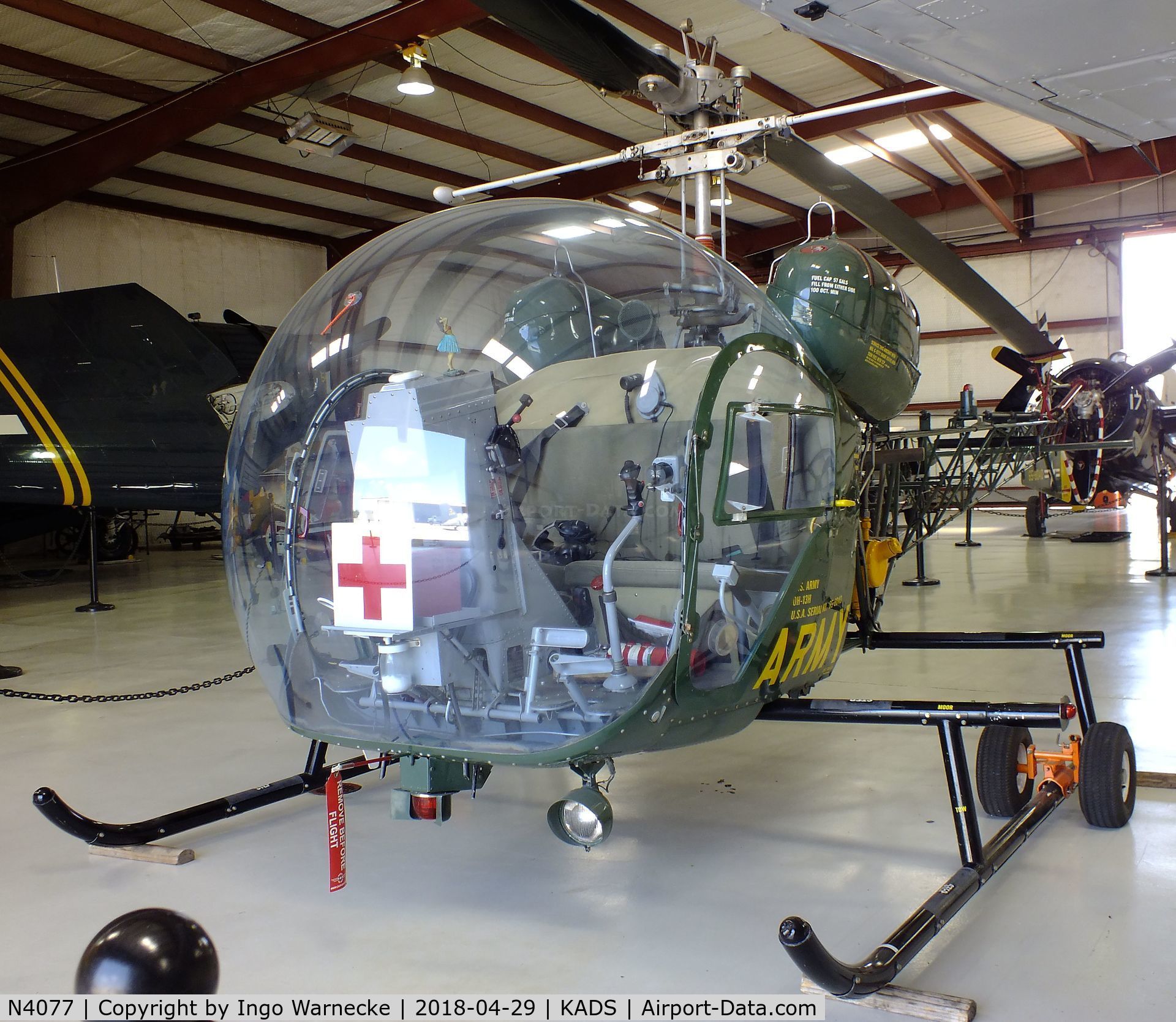 N4077, 1965 Bell 47G-3B-1 Sioux C/N 3473, Bell 47G-3B1 (OH-13S Sioux) at the Cavanaugh Flight Museum, Addison TX