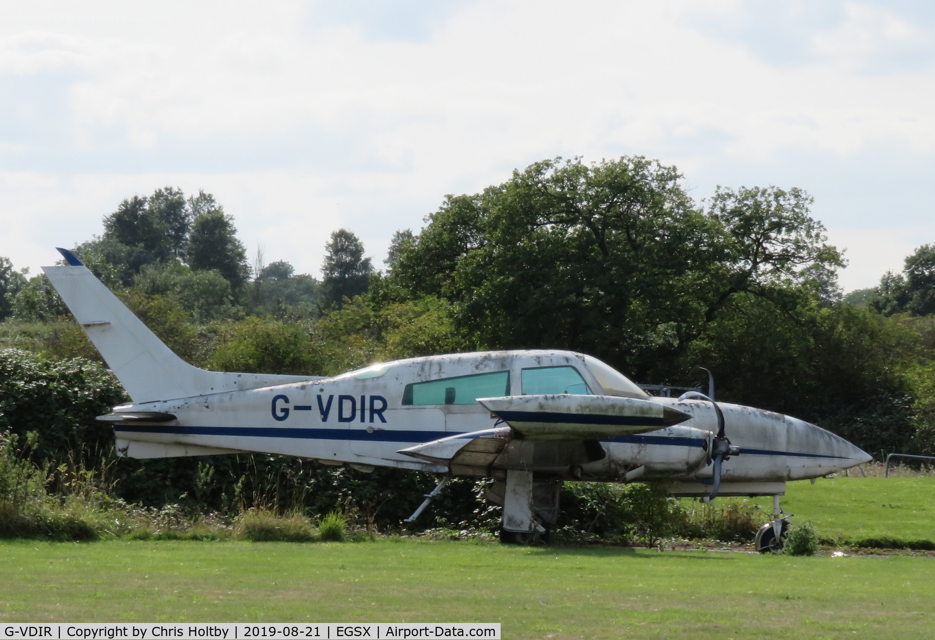 G-VDIR, 1975 Cessna T310R C/N 310R-0211, On the 14th. anniversary of her landing with gear collapsing & bent back props - she still survives (but only just).