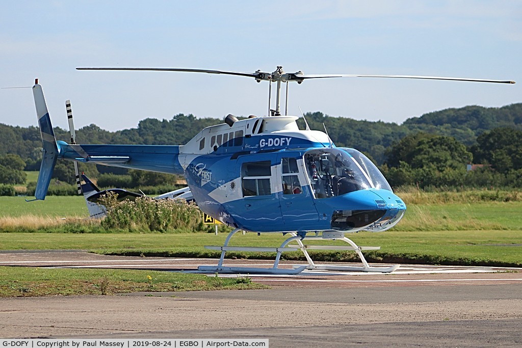 G-DOFY, 1983 Bell 206B JetRanger III C/N 3637, Giving pleasure flights all day. Owned by First Fence Ltd. Ex:-N2283F