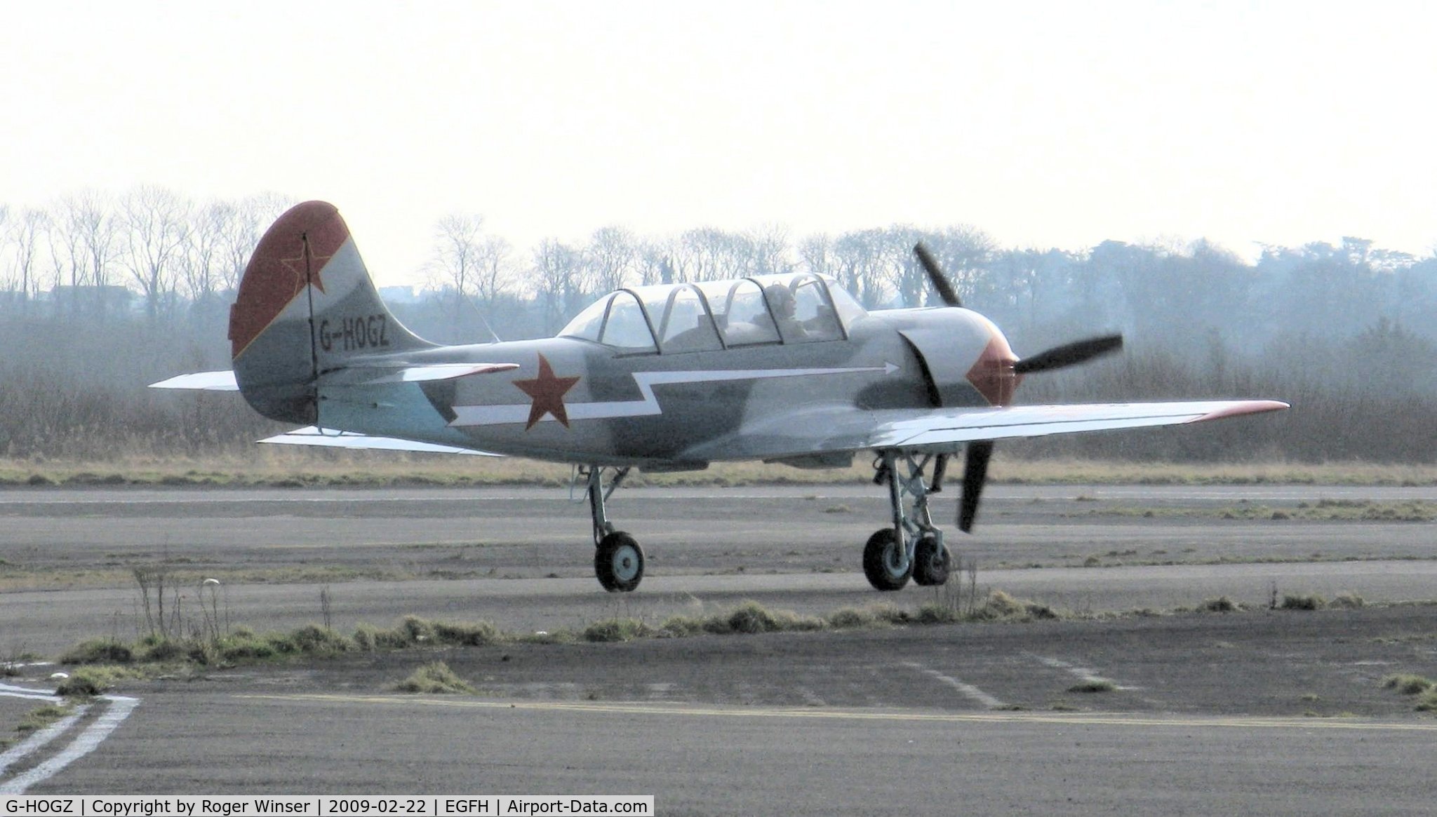 G-HOGZ, 1990 Bacau Yak-52 C/N 9010313, Resident Yak-52. Previously registered ZU-HOG in RSA and transferred to Russia on 20th June 2011. 