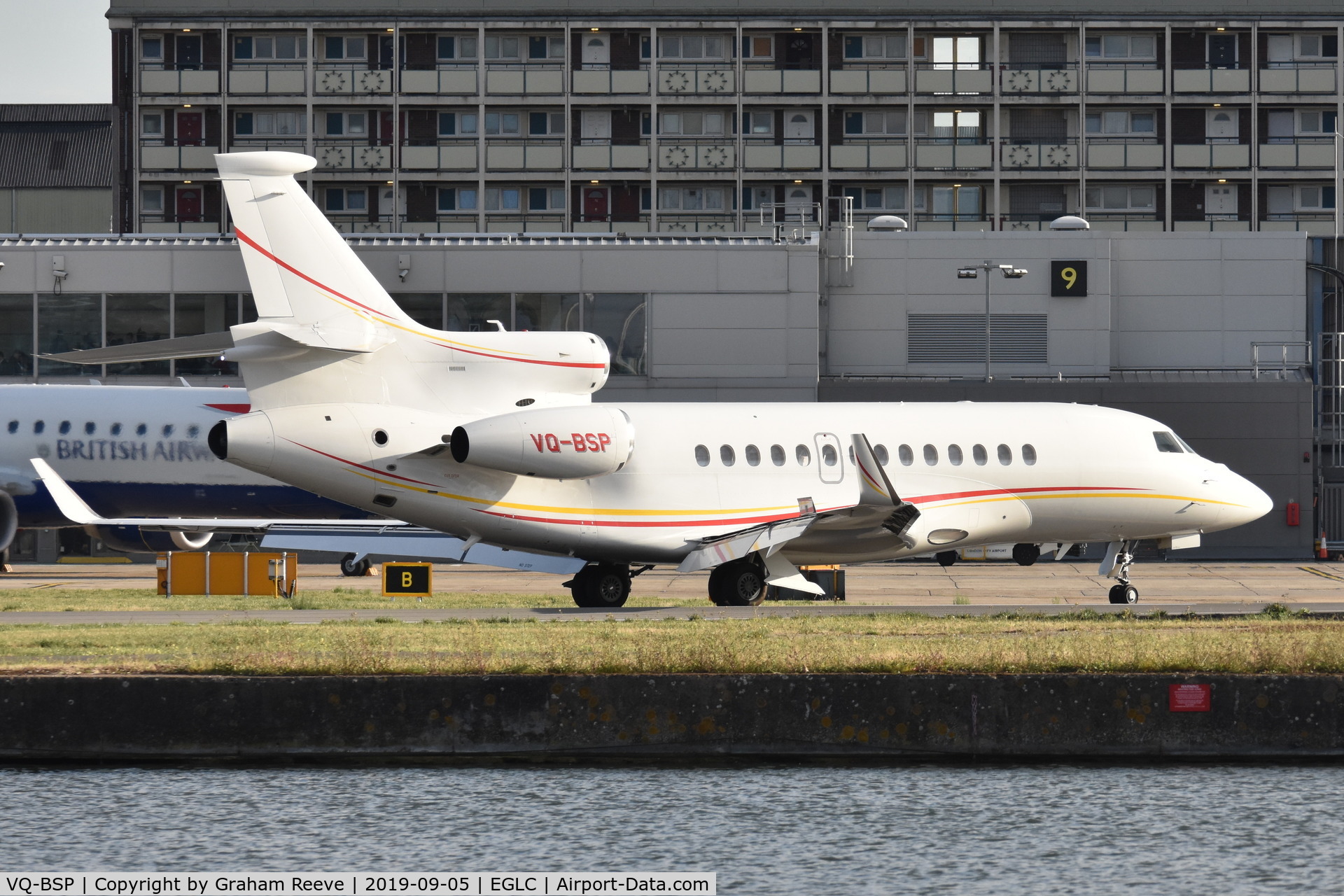 VQ-BSP, 2010 Dassault Falcon 7X C/N 083, Just landed at London City Airport.