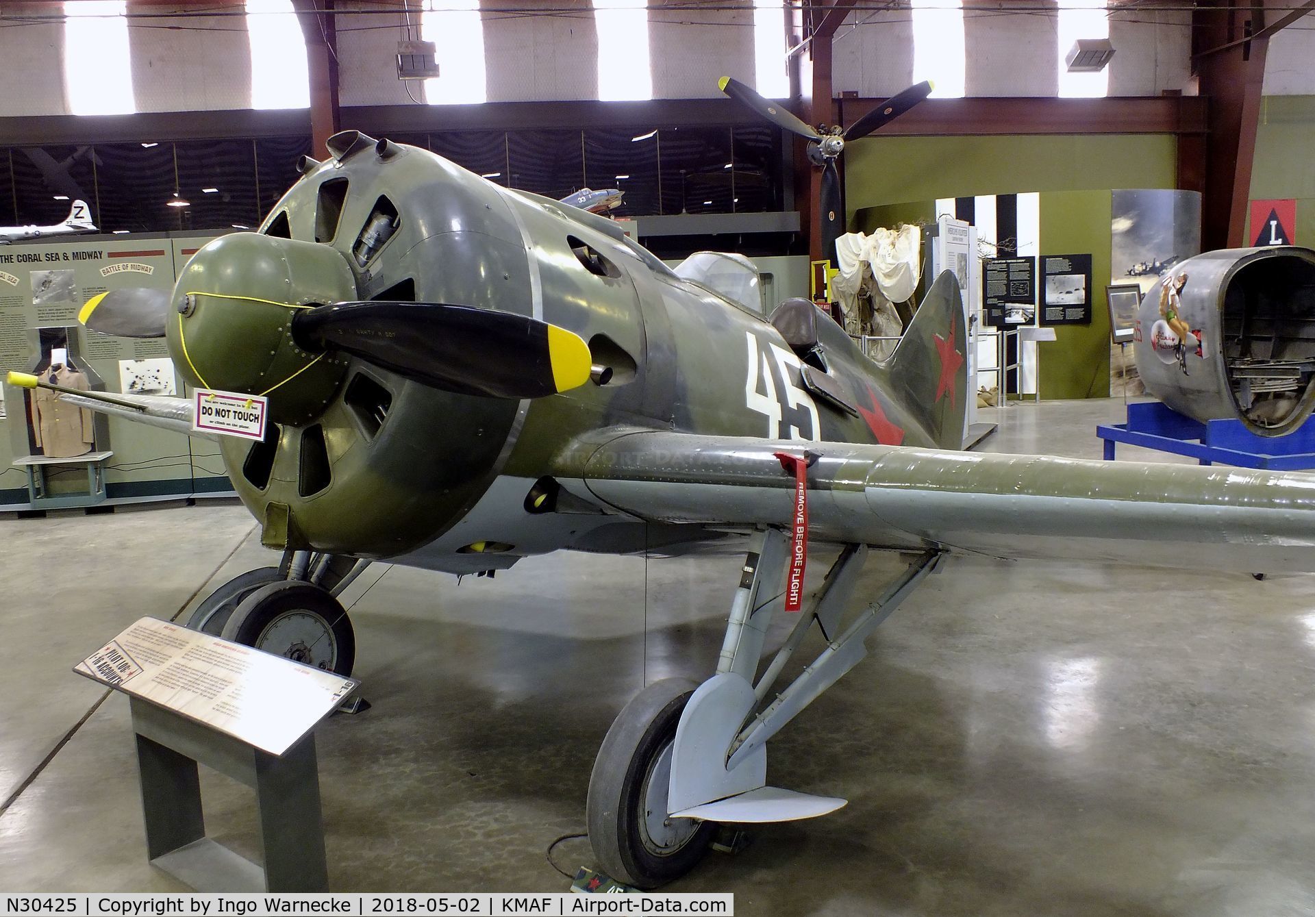 N30425, 1939 Polikarpov I-16 Type 24 C/N 2421645, Polikarpov I-16 Type 24 at the Midland Army Air Field Museum, Midland TX