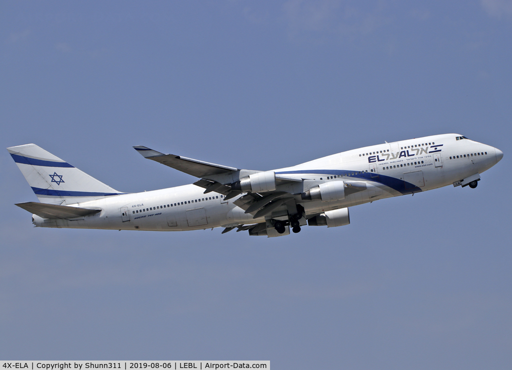 4X-ELA, 1994 Boeing 747-458 C/N 26055, Taking off from rwy 07R
