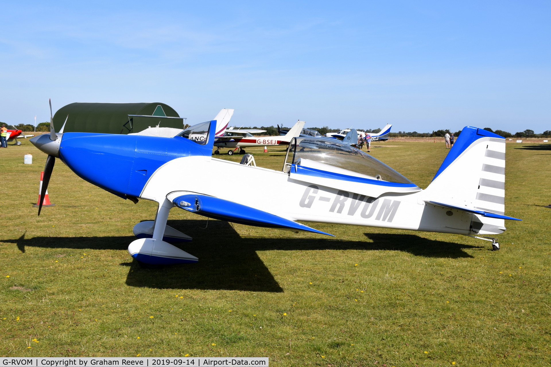 G-RVOM, 2013 Vans RV-8 C/N LAA 303-14894, Parked at Just landed at, Bury St Edmunds, Rougham Airfield, UK.