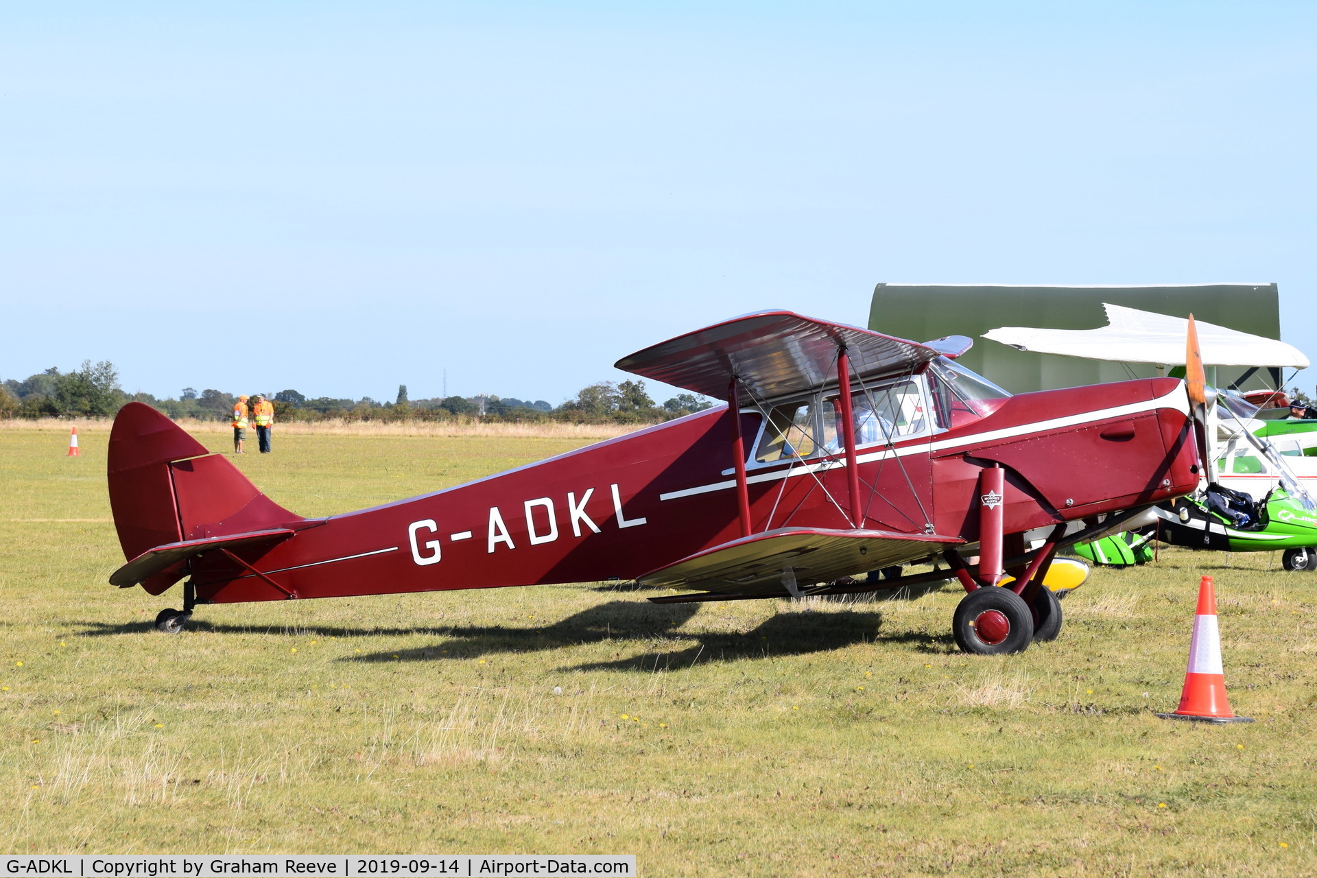 G-ADKL, 1935 De Havilland DH.87B Hornet Moth C/N 8035, Parked at, Bury St Edmunds, Rougham Airfield, UK.