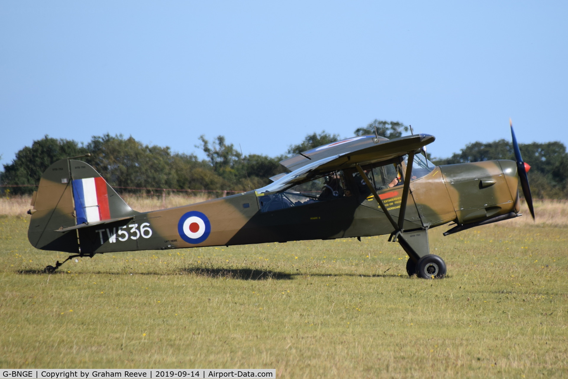 G-BNGE, 1946 Auster AOP.6 C/N 1925, Just landed at, Bury St Edmunds, Rougham Airfield, UK.