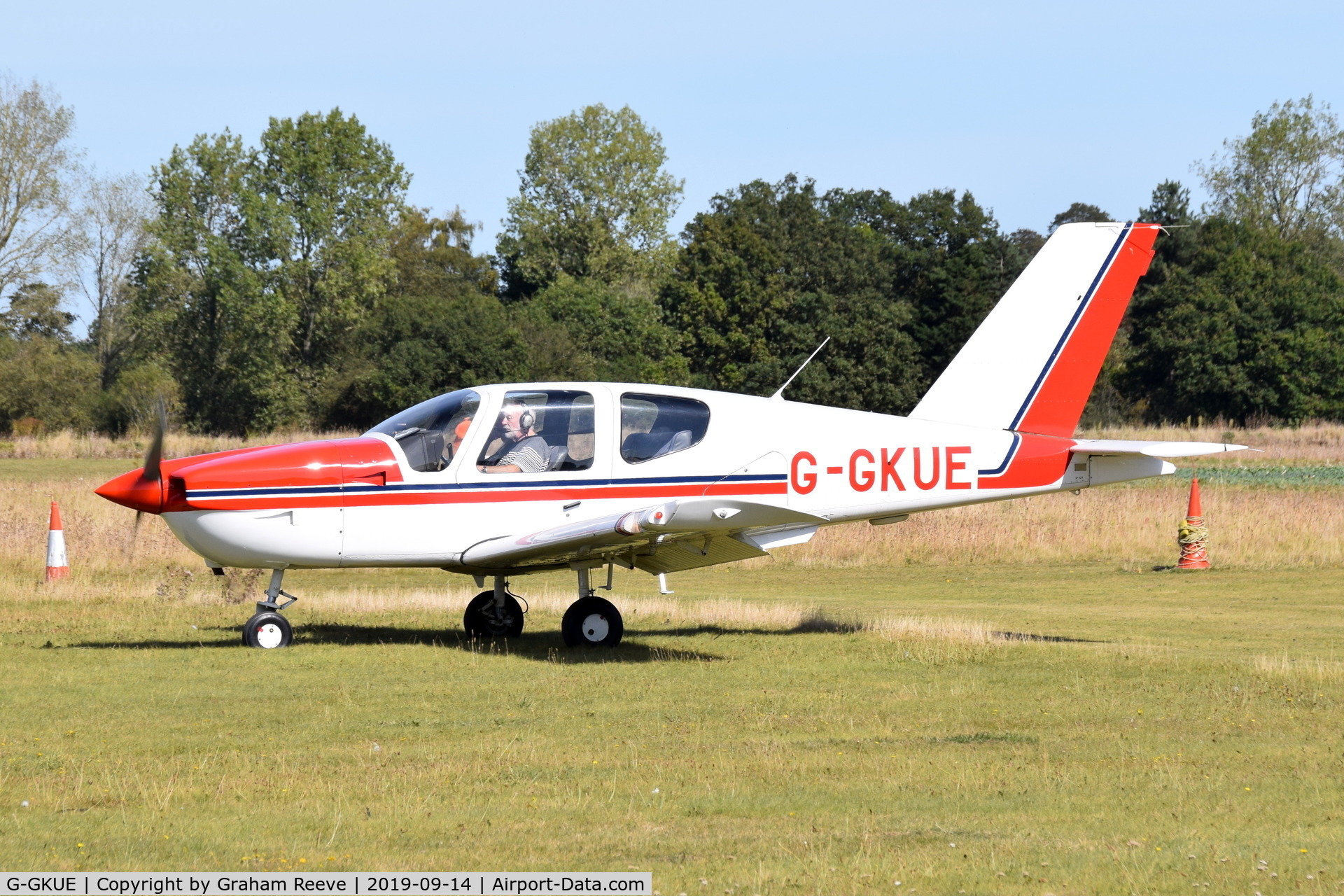 G-GKUE, 1990 Socata TB-9 Tampico C/N 1129, Just landed at, Bury St Edmunds, Rougham Airfield, UK.