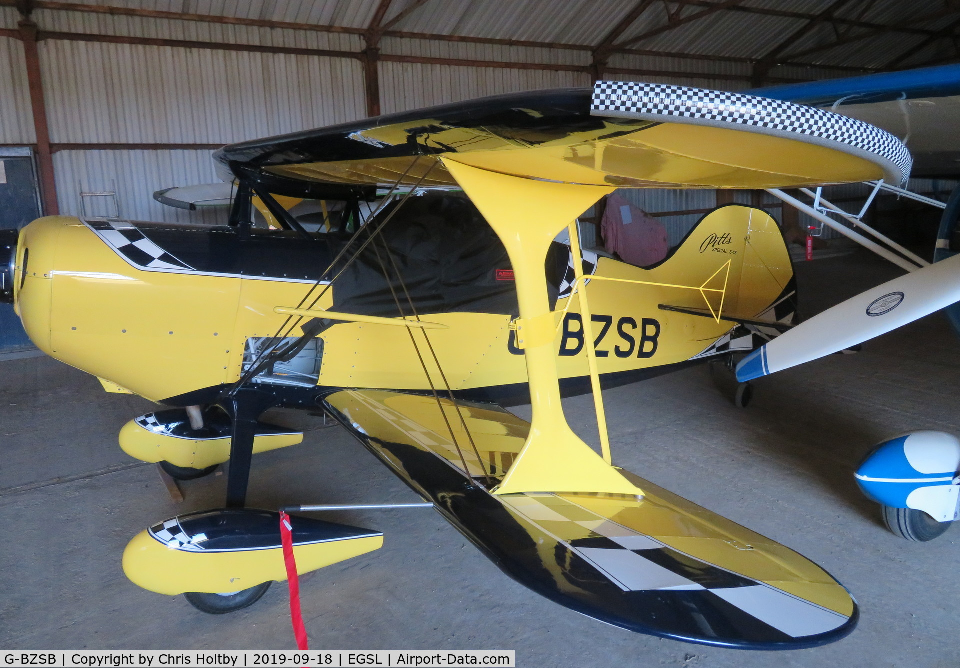 G-BZSB, 2001 Pitts S-1S Special C/N PFA 009-13697, Resident in the hangar at Andrewsfield. (Actually built in 2018)